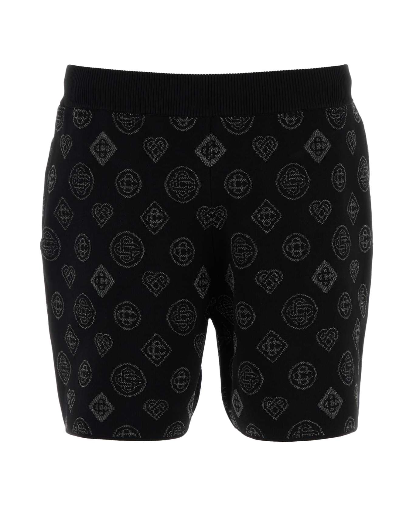 Casablanca Embroidered Stretch Jacquard Bermuda Shorts - BLACK