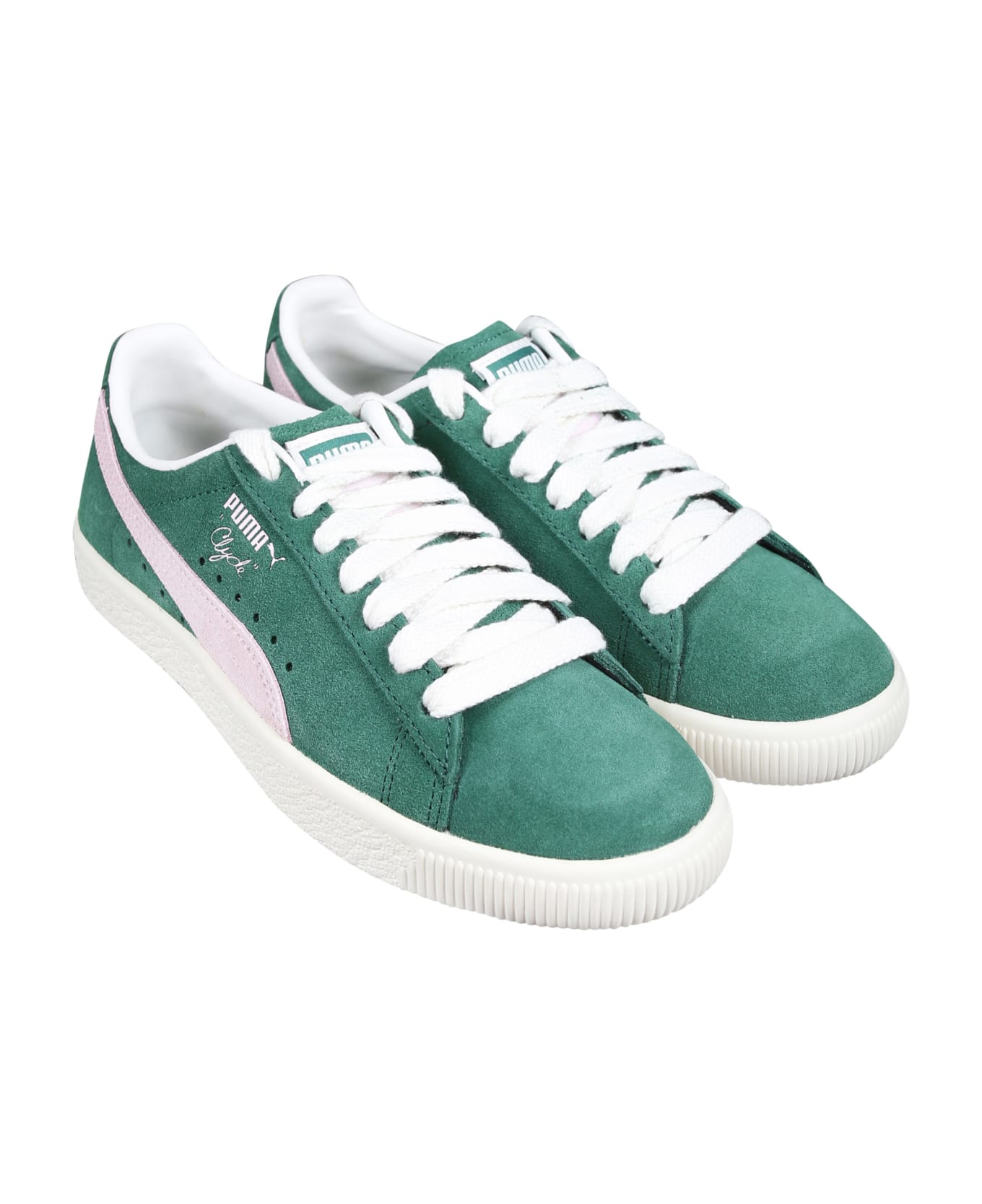 Puma Green Clyde Sneakers For Kids With Logo - Green シューズ