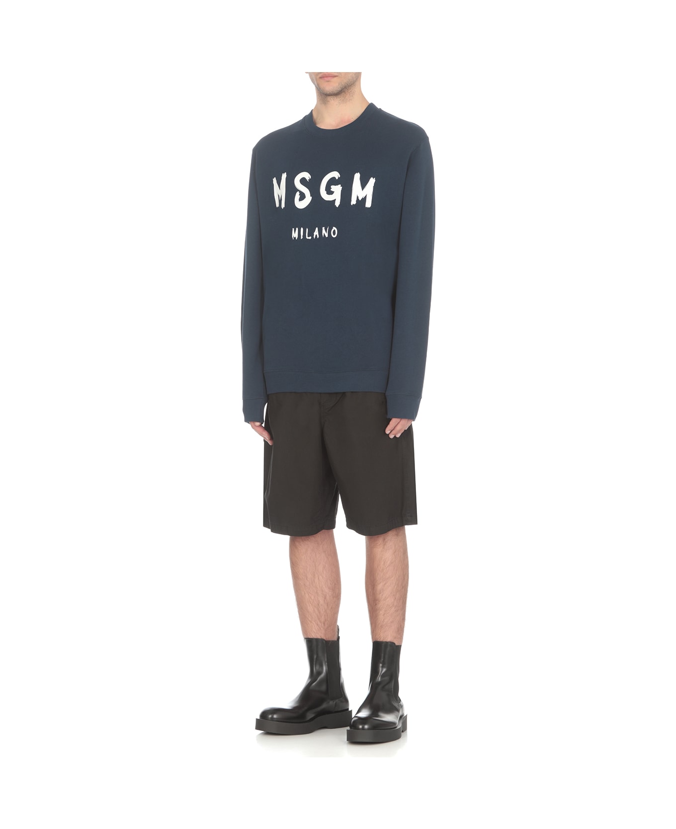 MSGM Sweatshirt With Logo - Blue フリース