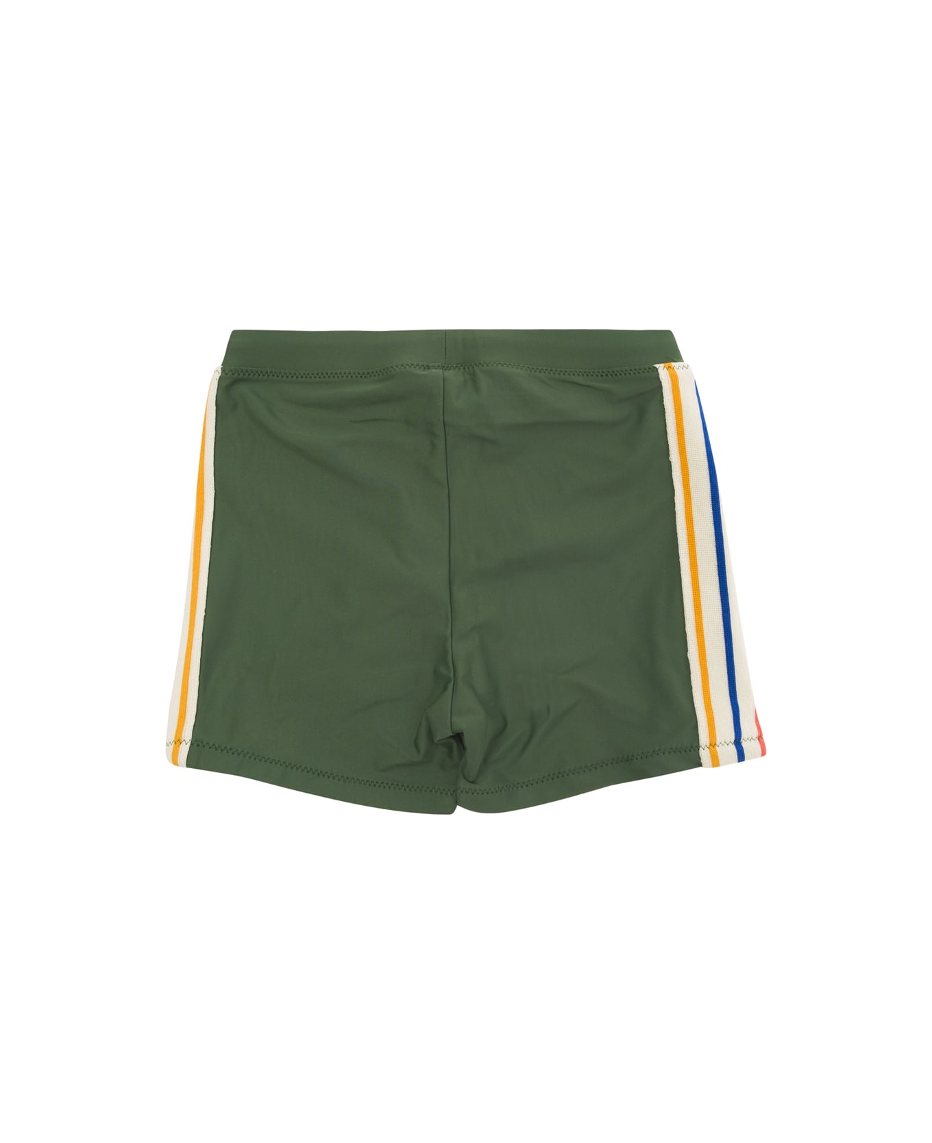 Mini Rodini Green Shorts With Logo Lettering Print In Polyamide Girl - Green ボトムス
