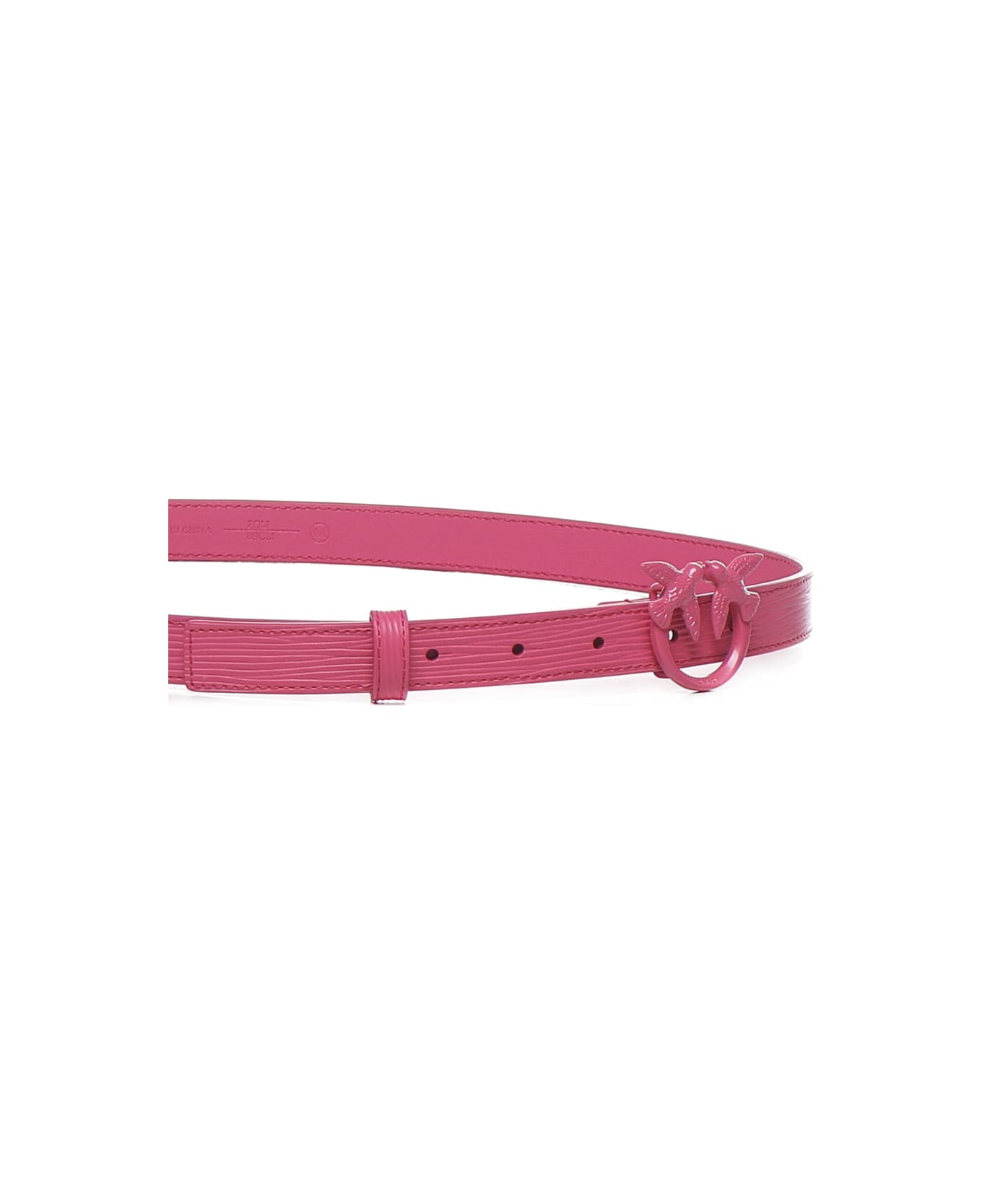 Pinko Leather Belt With Love Birds Buckle - Fucsia