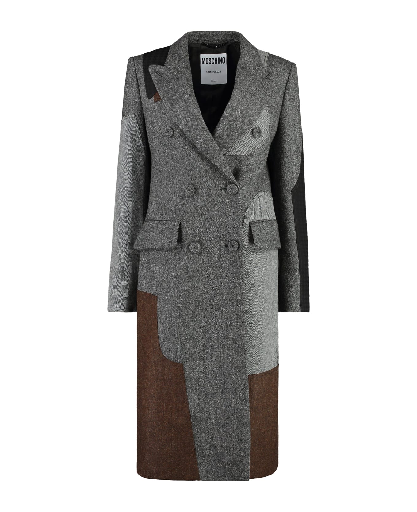 Moschino Contrasting Detail Coat - grey コート