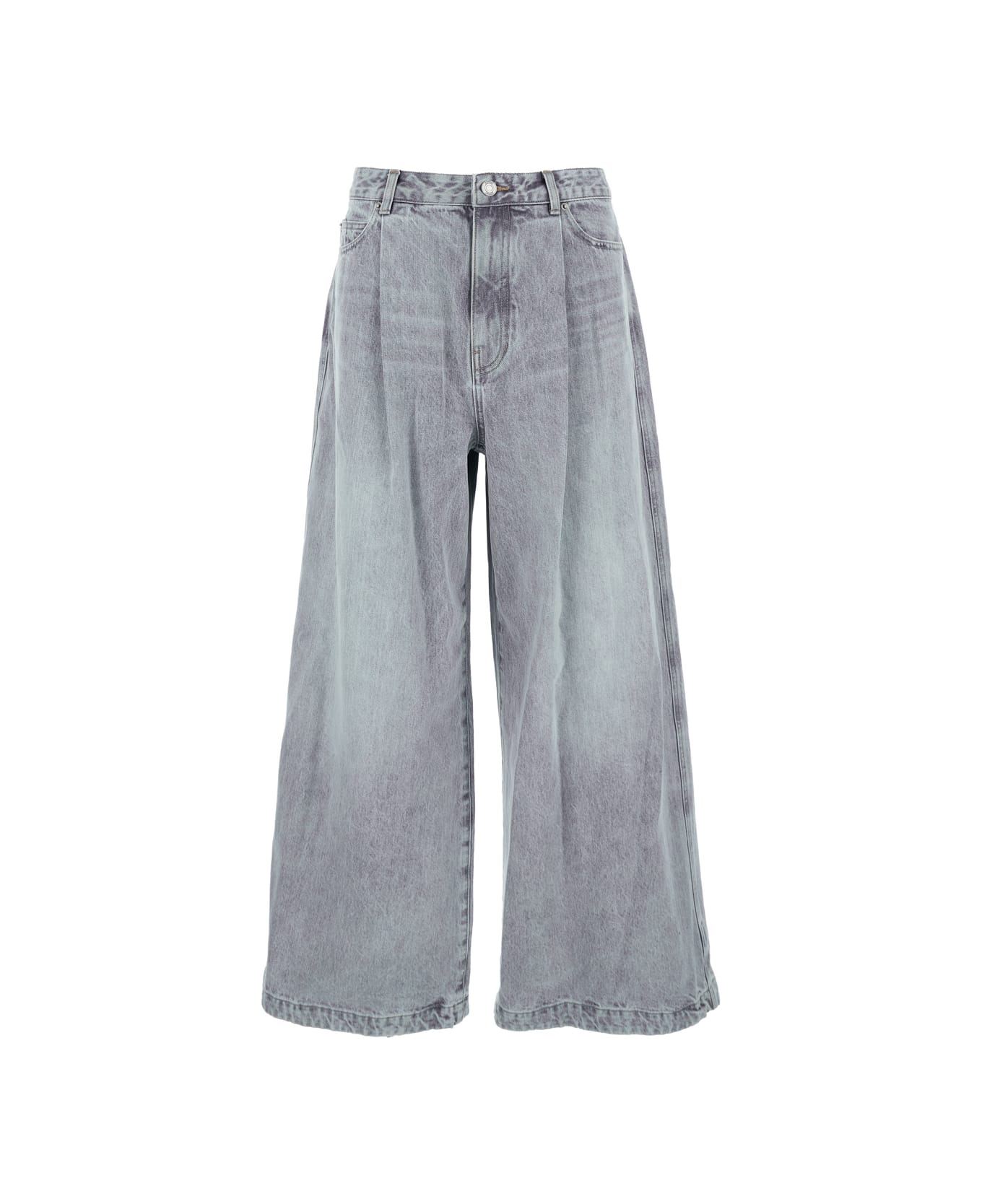 Juun.J Blue Jeans With Faded Effect And Wide Legi N Denim Man - Grey