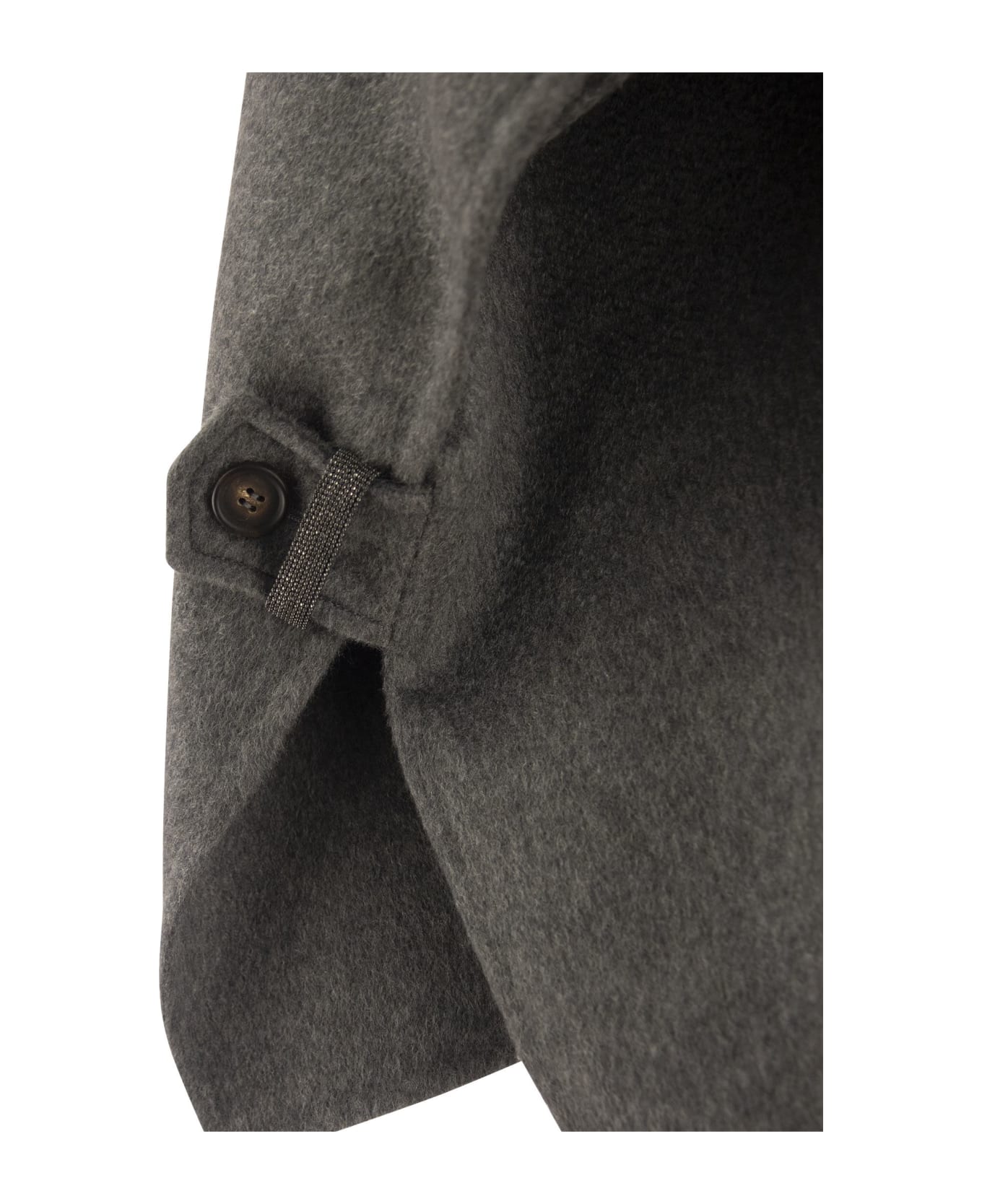 Brunello Cucinelli Cashmere Cape With Shiny Details - Grey