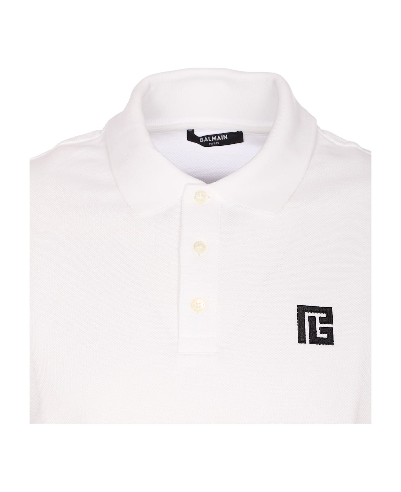 Balmain Embroidered Pb Logo Polo - White