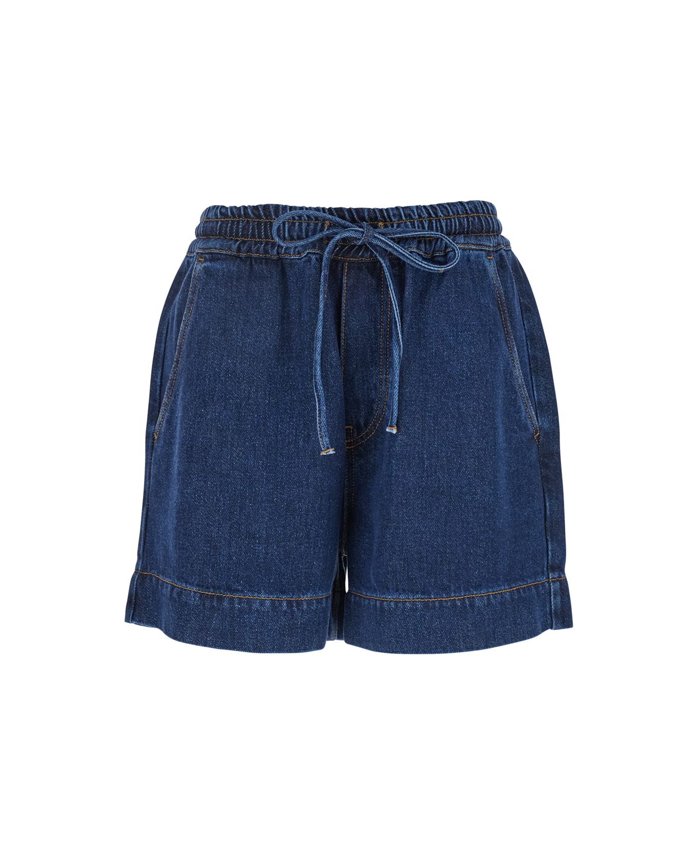 Parosh Shorts With Logo Patch On The Back - Blue