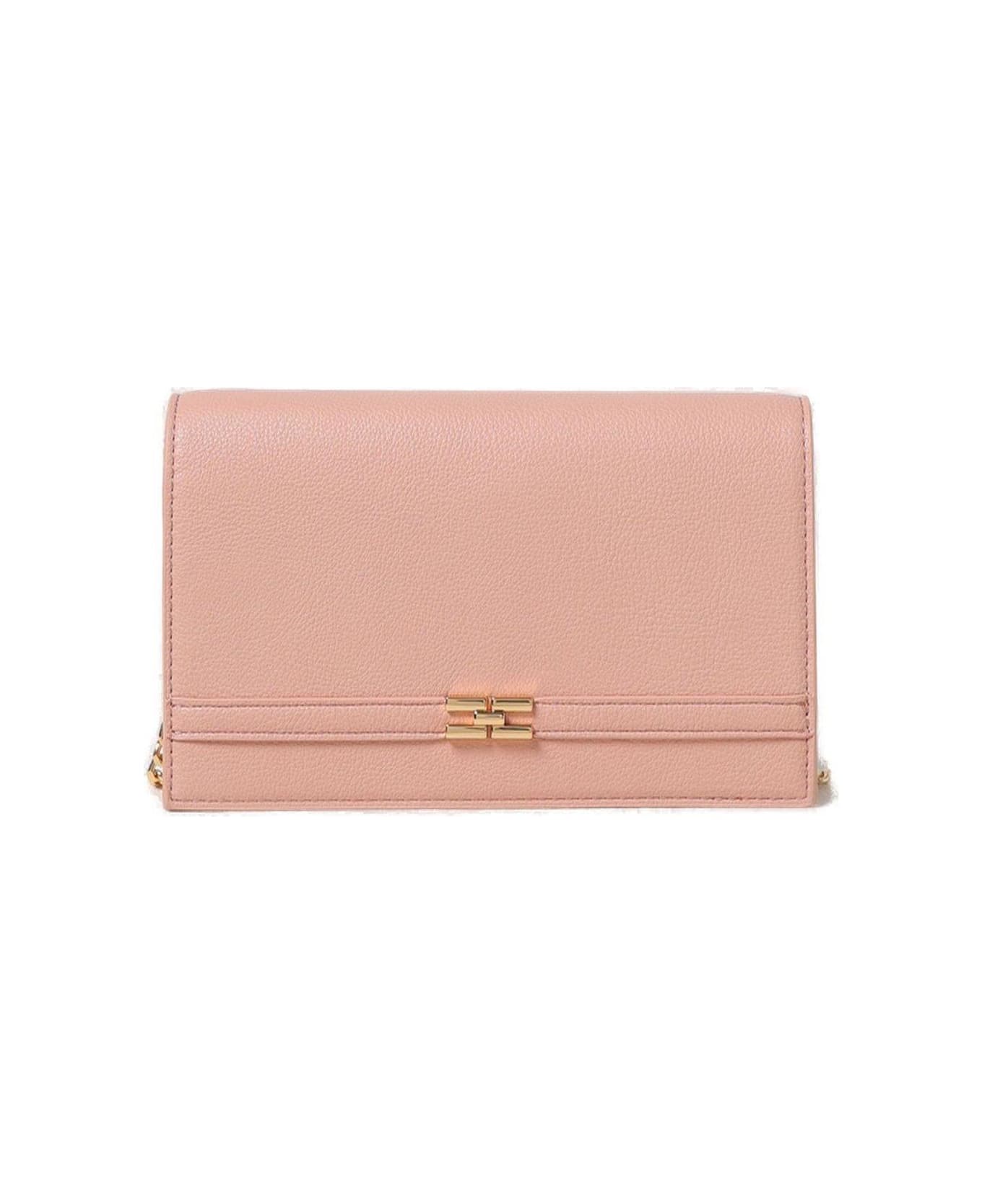 Elisabetta Franchi Logo Plaque Chain Linked Clutch Bag Elisabetta Franchi