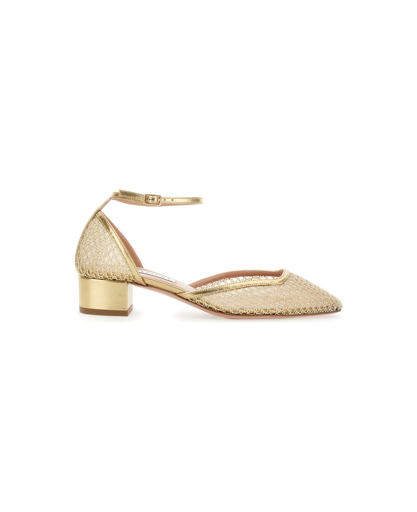 Aquazzura 
asha
 Metallic Pumps With Low Block Heel In Mesh Woman - Metallic