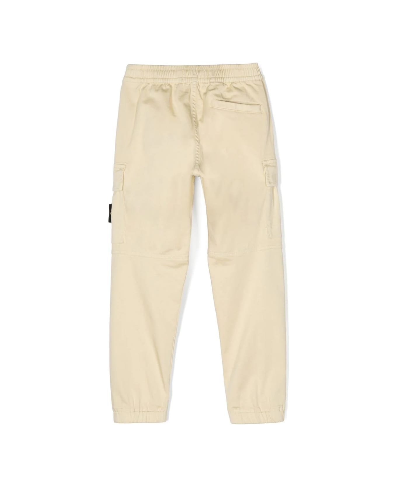 Stone Island Junior Dove Cotton And Silk Satin Cargo Trousers - Brown