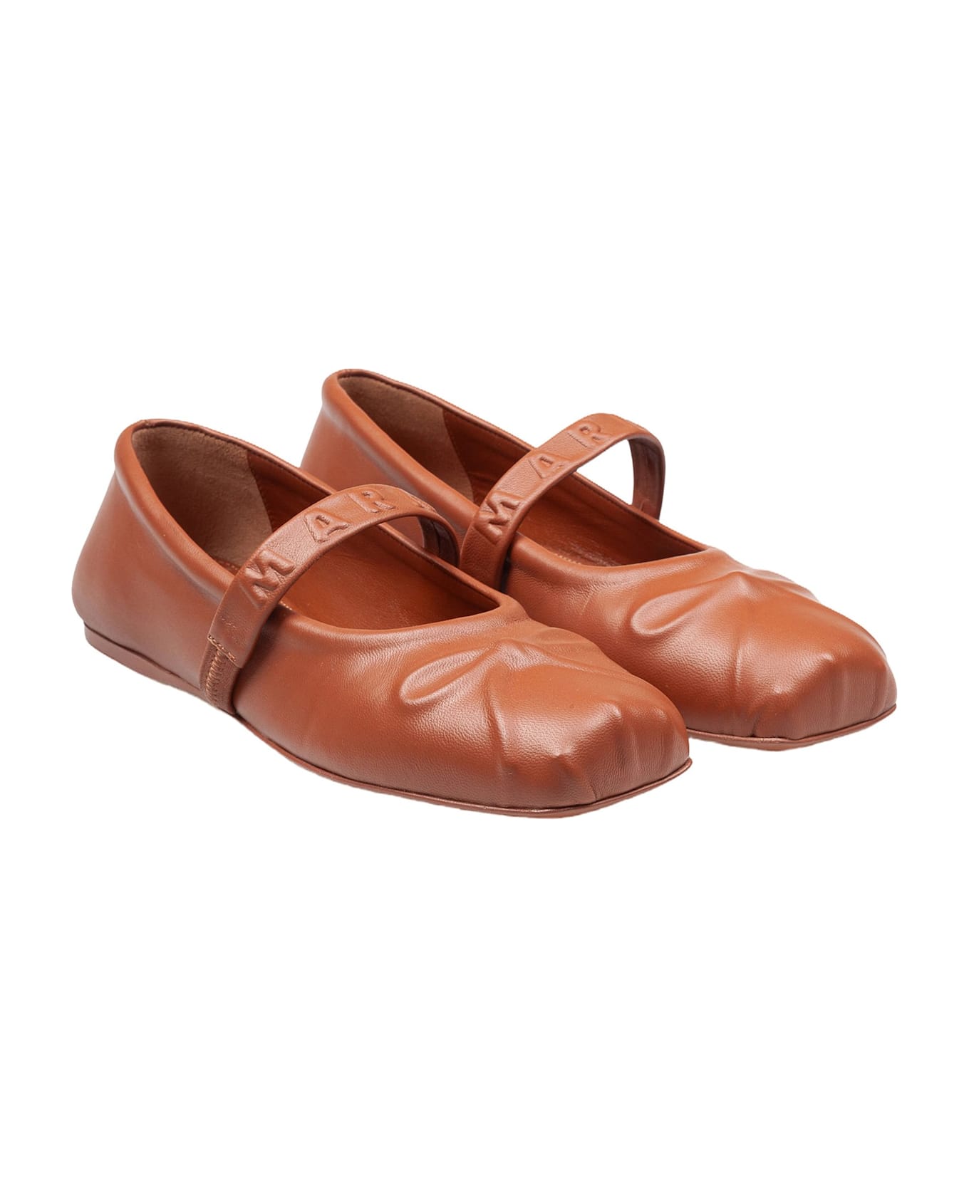 Marni Mary Jane Shoes In Leather With Embossed Bow - Leather