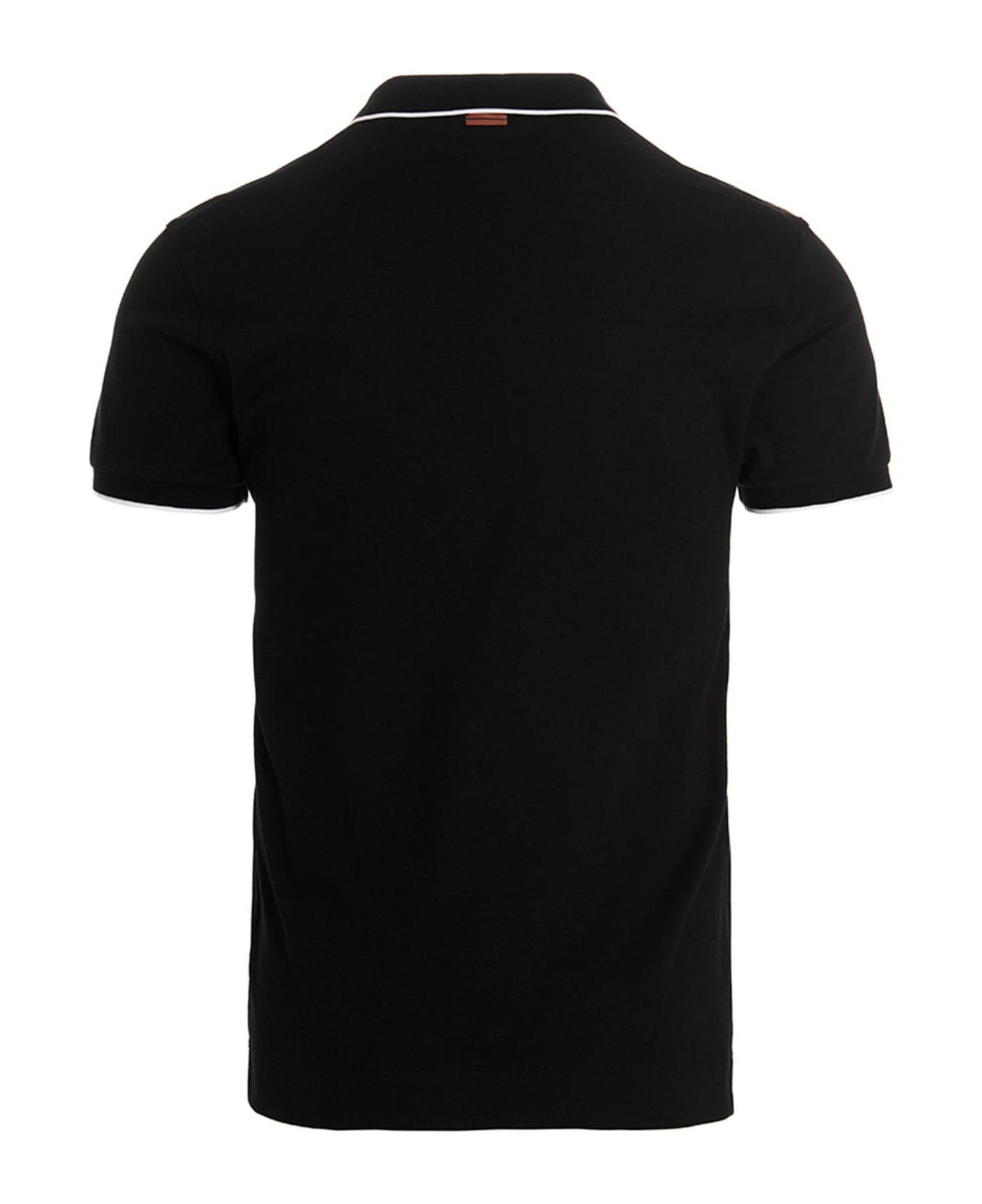 Zegna Embroidered Logo Polo Shirt - Black  