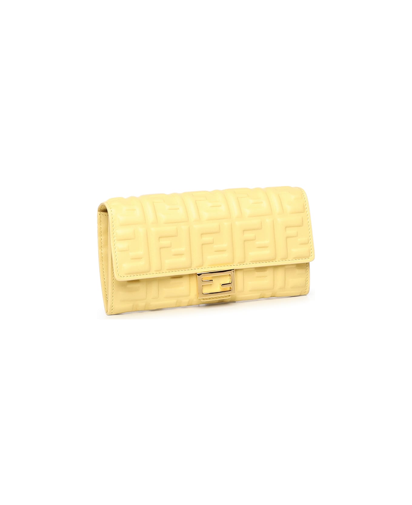 Fendi Baguette Continental Wallet In Nappa Leather - Yellow
