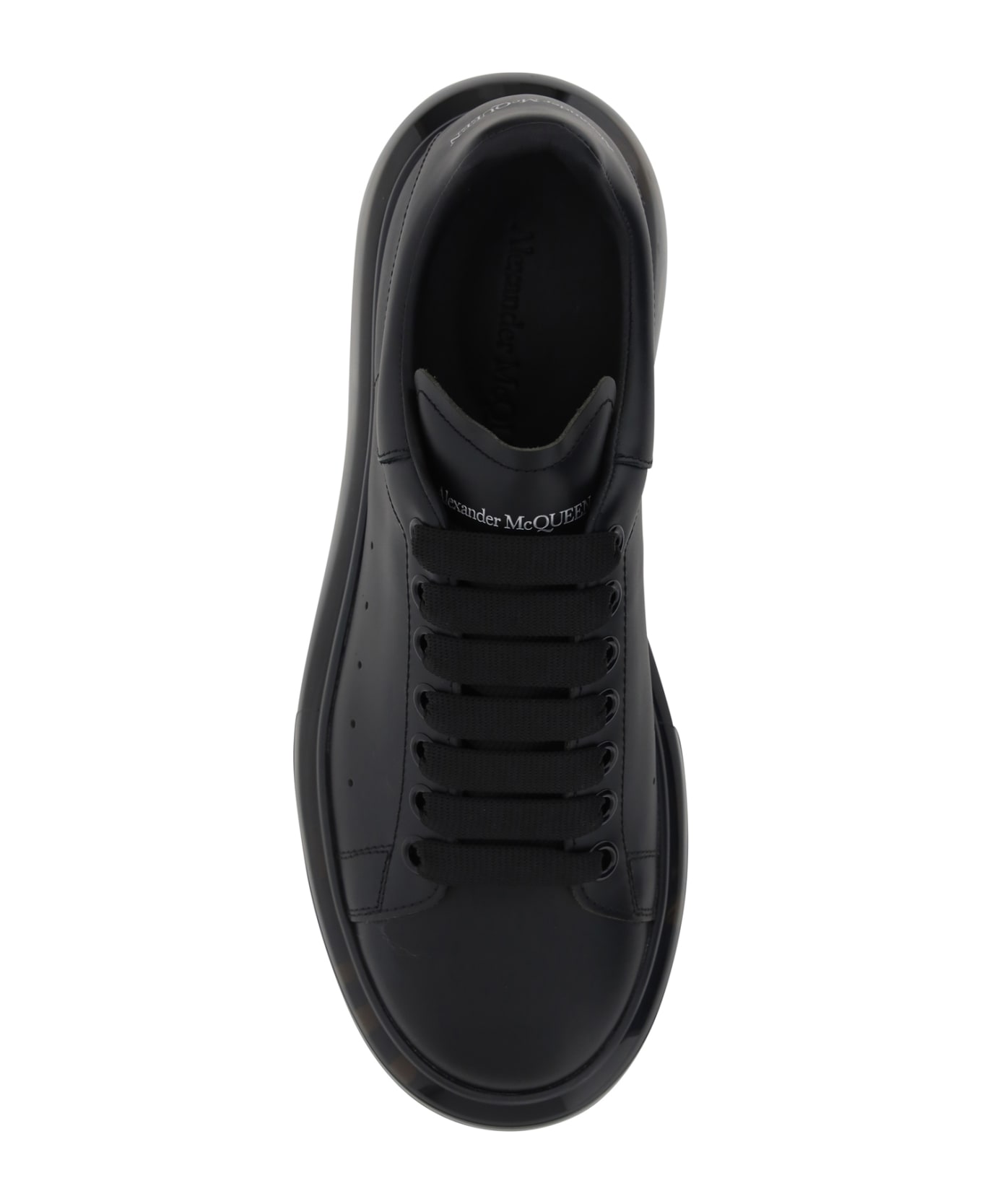 Alexander McQueen Oversized Leather Sneakers - Black/black/black スニーカー