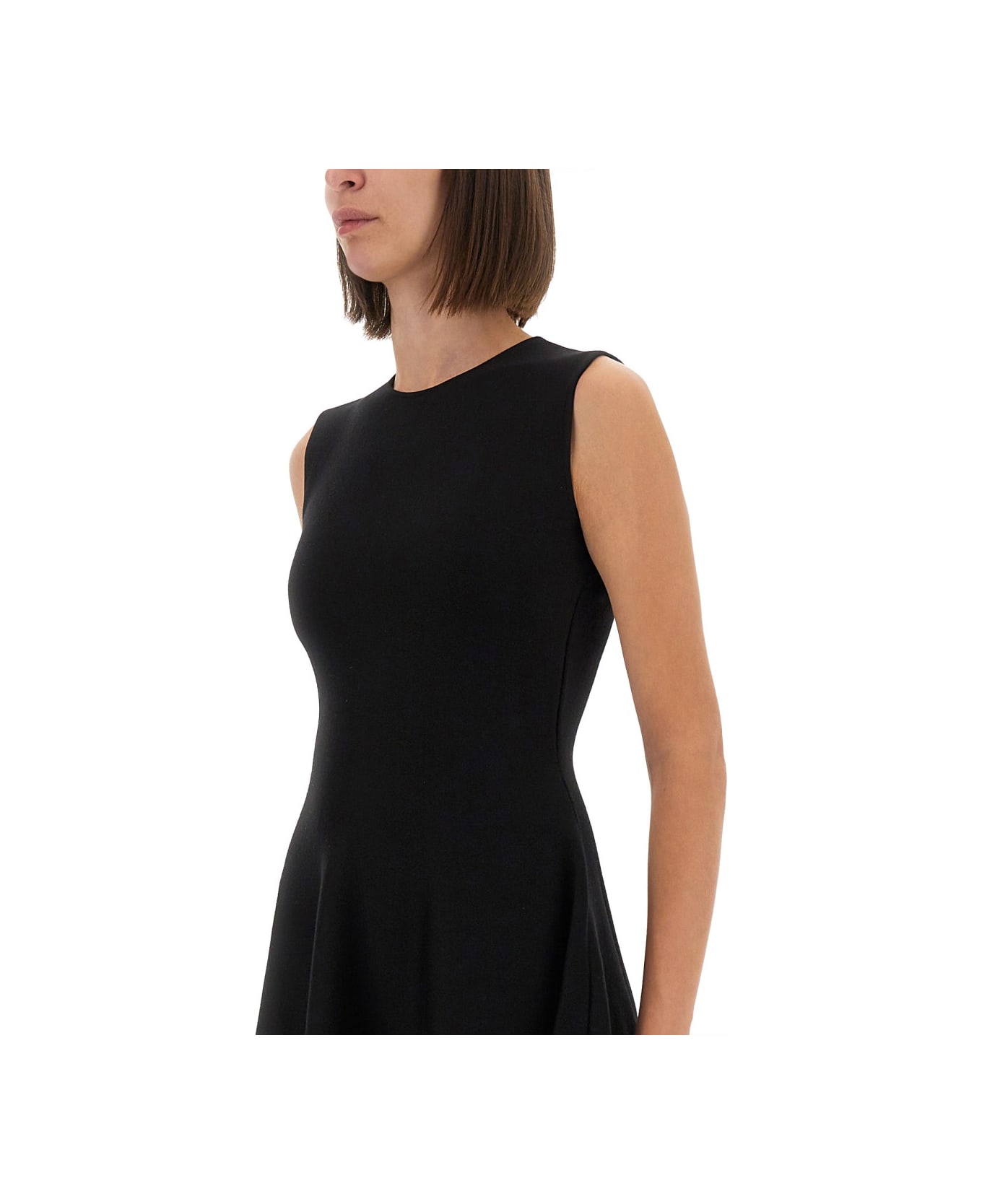Alexander McQueen Asymmetrical Dress With Lace Detailing - BLACK