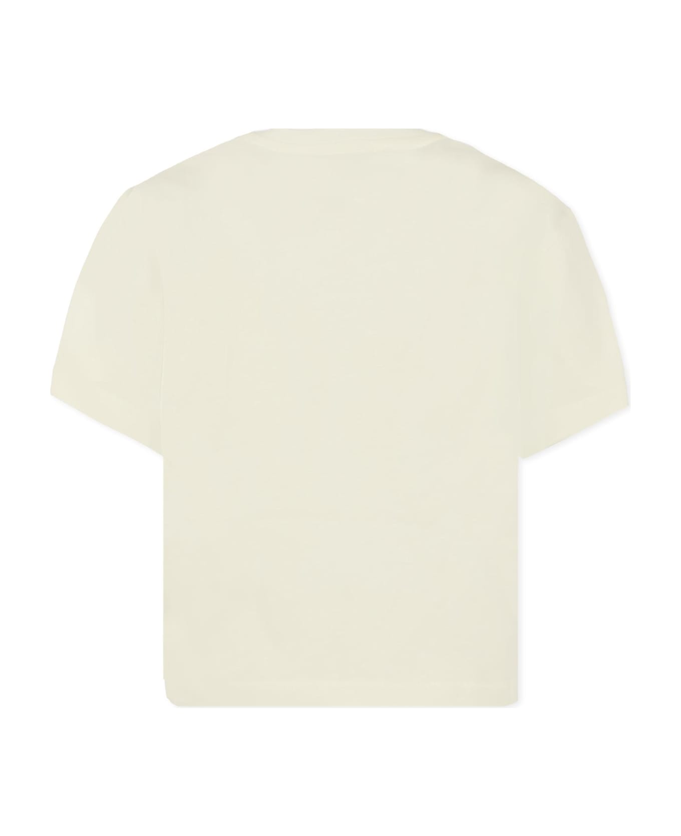 Lanvin Ivory T-shirt For Girl With Leopard Print - Ivory