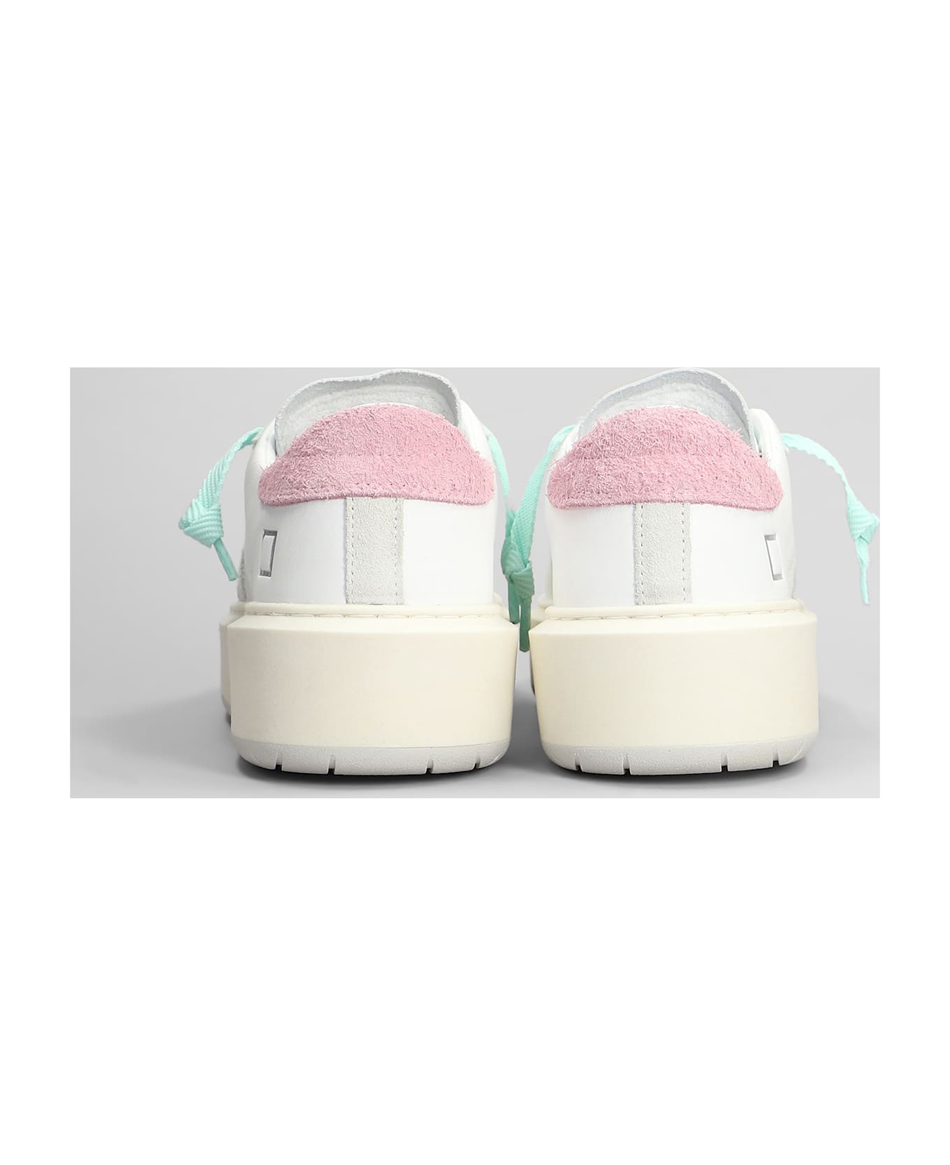 D.A.T.E. Hill Low Platform Sneakers In White Leather - white