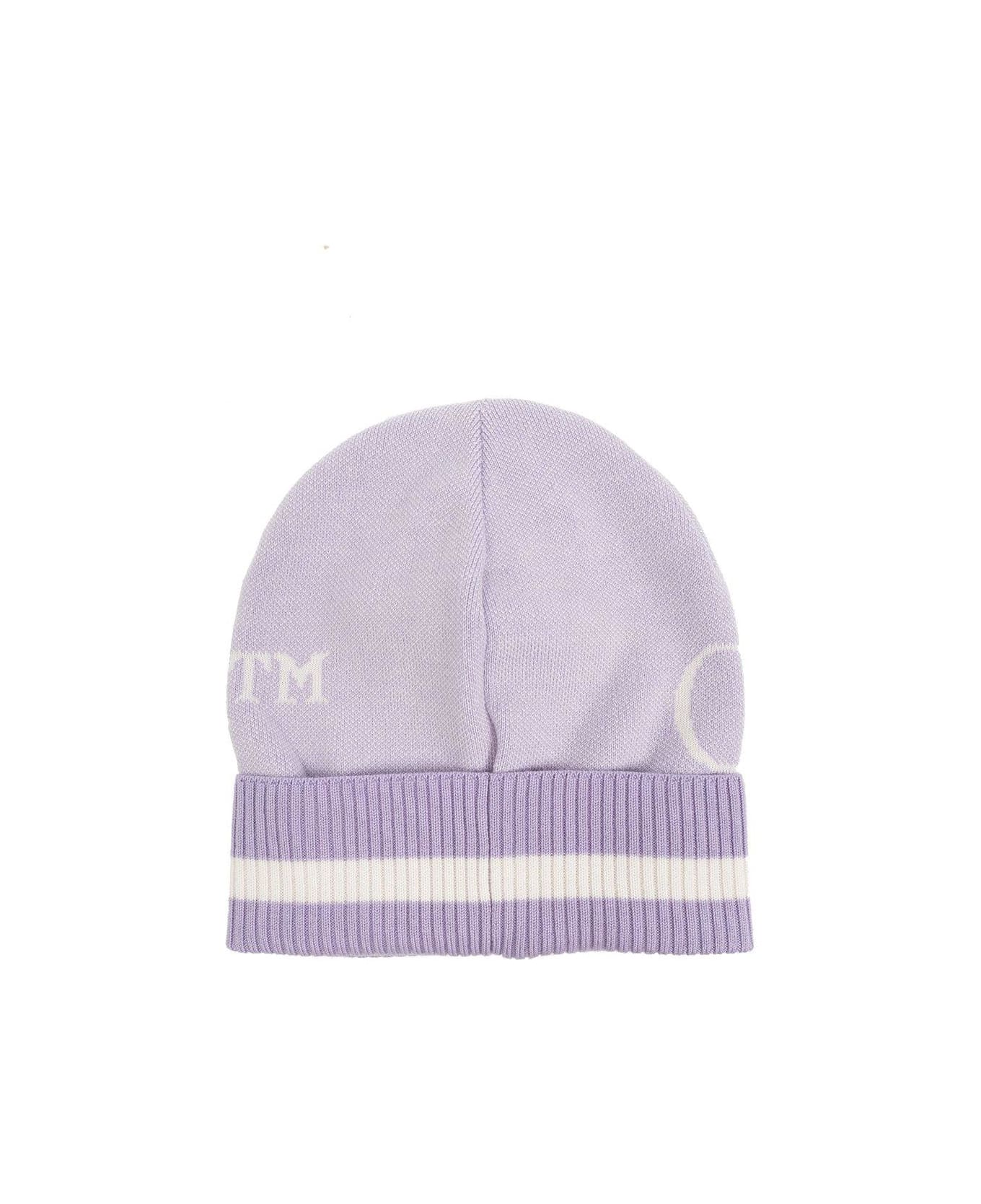 Off-White Logo Intarsia Beanie - Purple