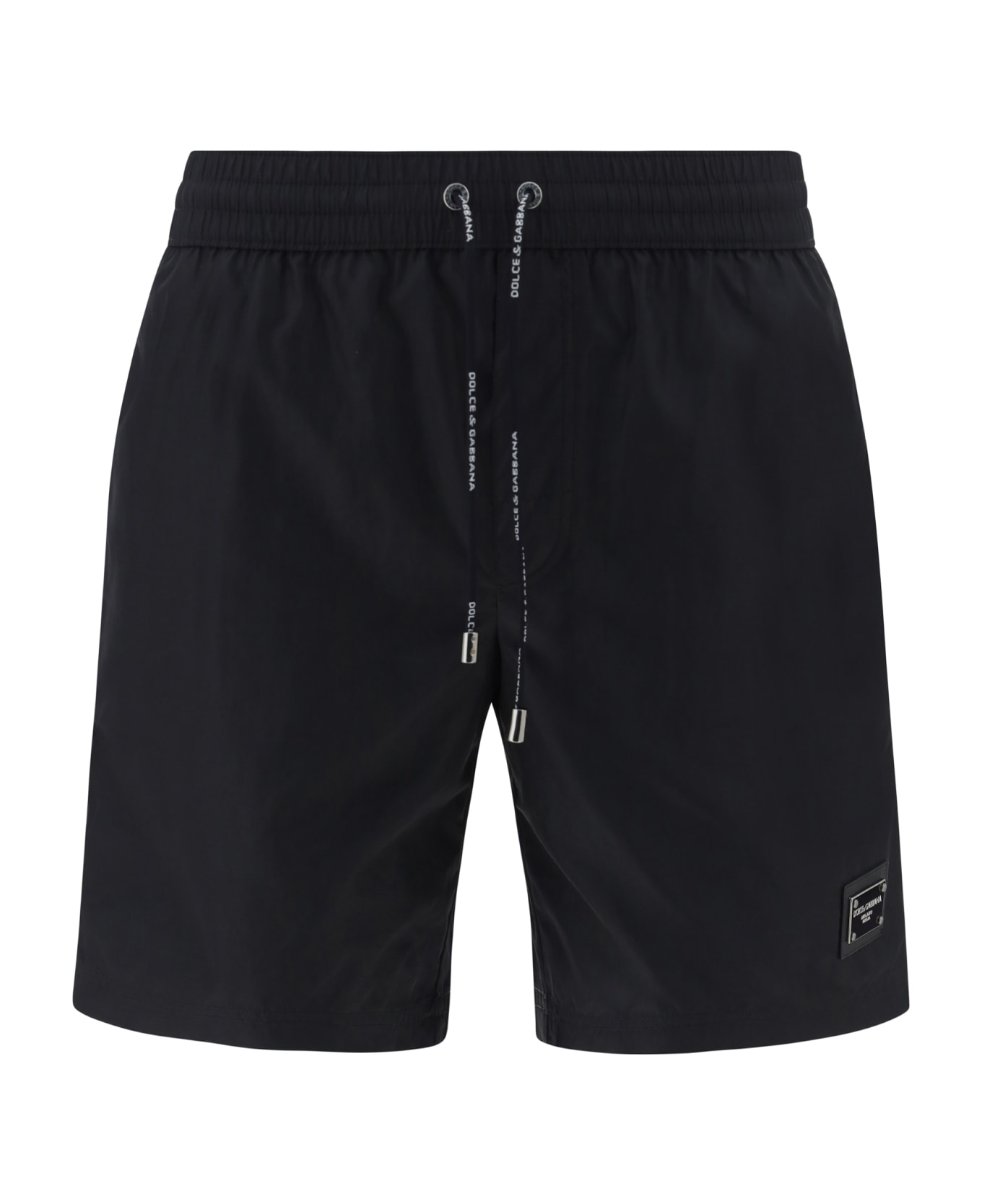 Dolce & Gabbana Swim Shorts With Metal Logo Plate - black 水着