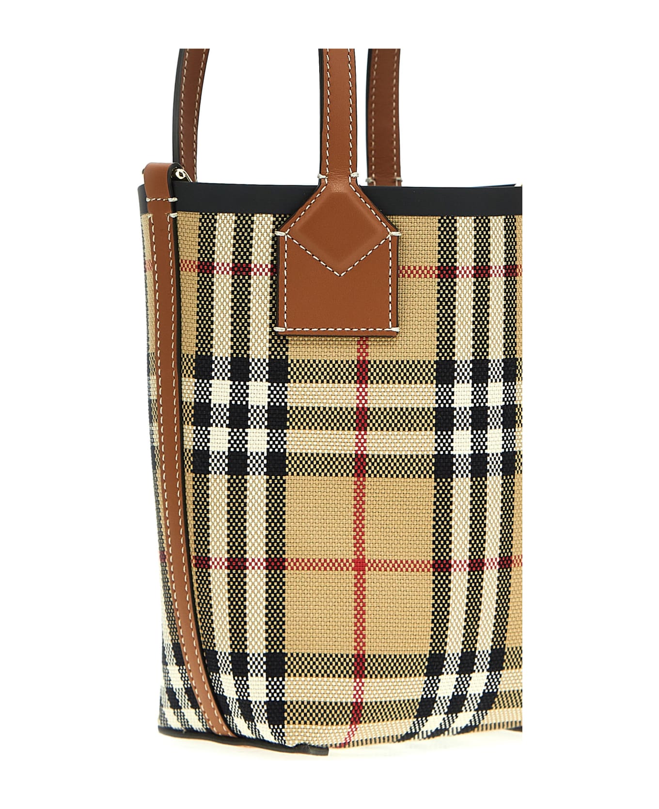 Burberry 'london Mini' Shopping Bag - VINTAGE CHCK/A.BEIGE