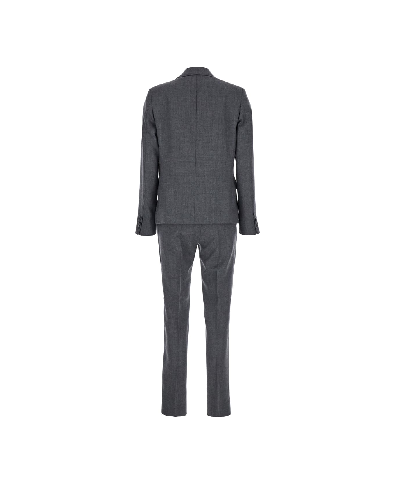 Mauro Grifoni Grey Single-breasted Suit With Notched Revers In Wool Blend Stretch Woman - Grey