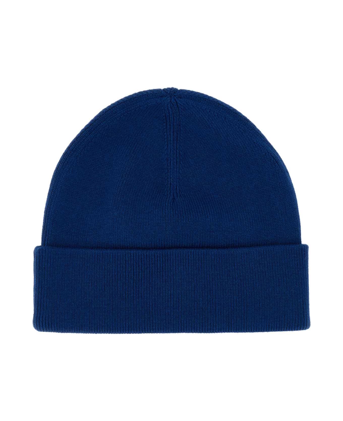 Fred Perry Electric Blue Wool Blend Beanie Hat - NAVY
