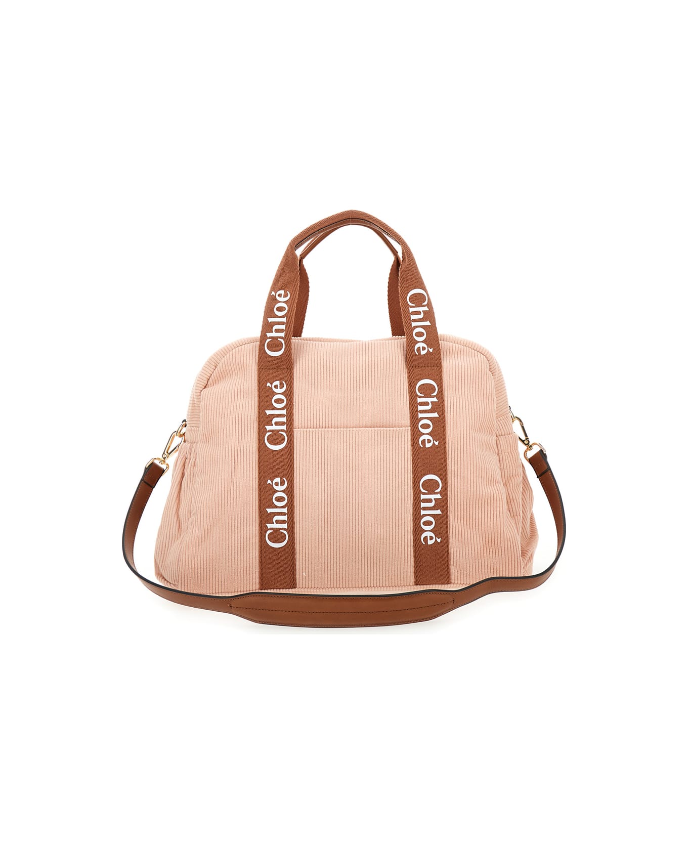 Chloé Pink Changing Bag With Logo Print In Cotton - Rosa