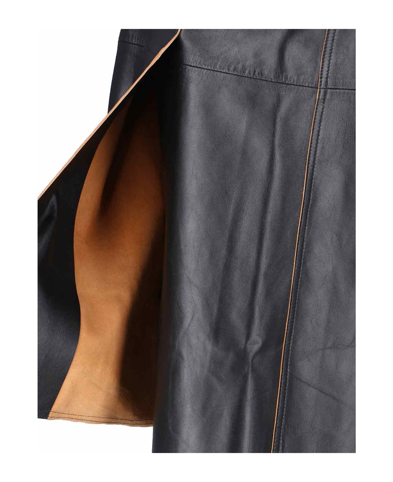 Calvin Klein Nappa Midi Skirt - Black  