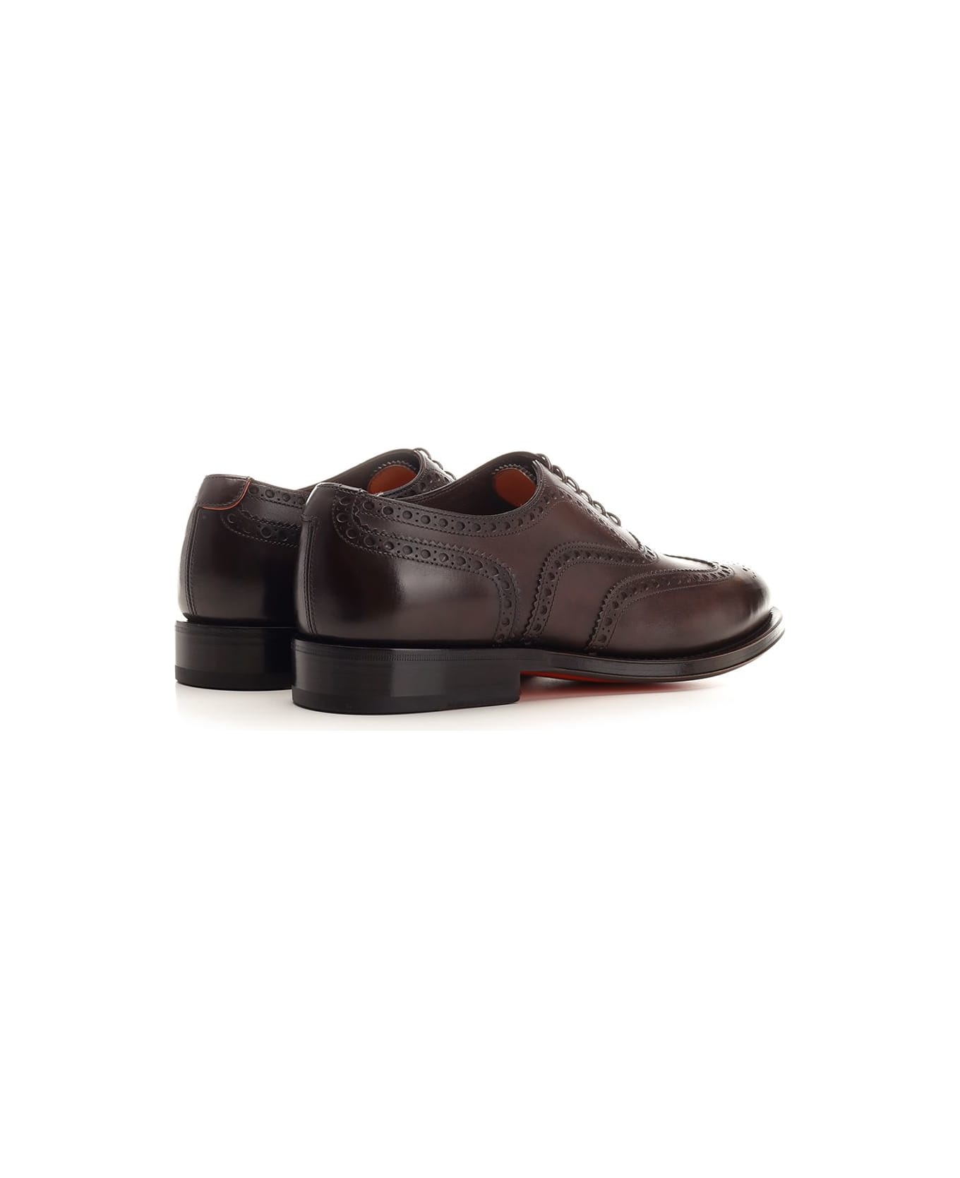 Santoni Leather Oxford Brogue Lace-up - Brown