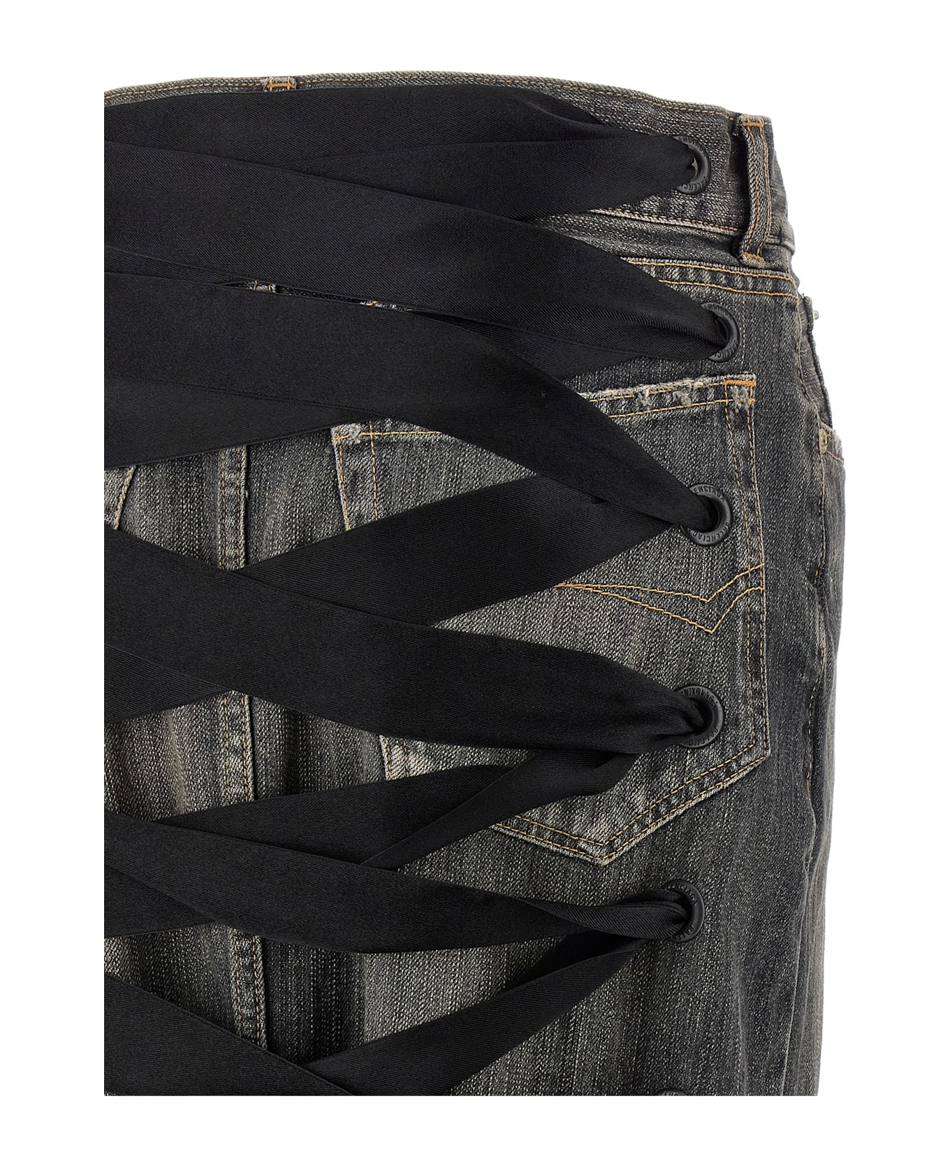 スカート BALENCIAGA SS25 'Lace Up' denim skirt (831713TSW67 1441) Women's Lace-up Skirt in Smoke Grey | Balenciaga US