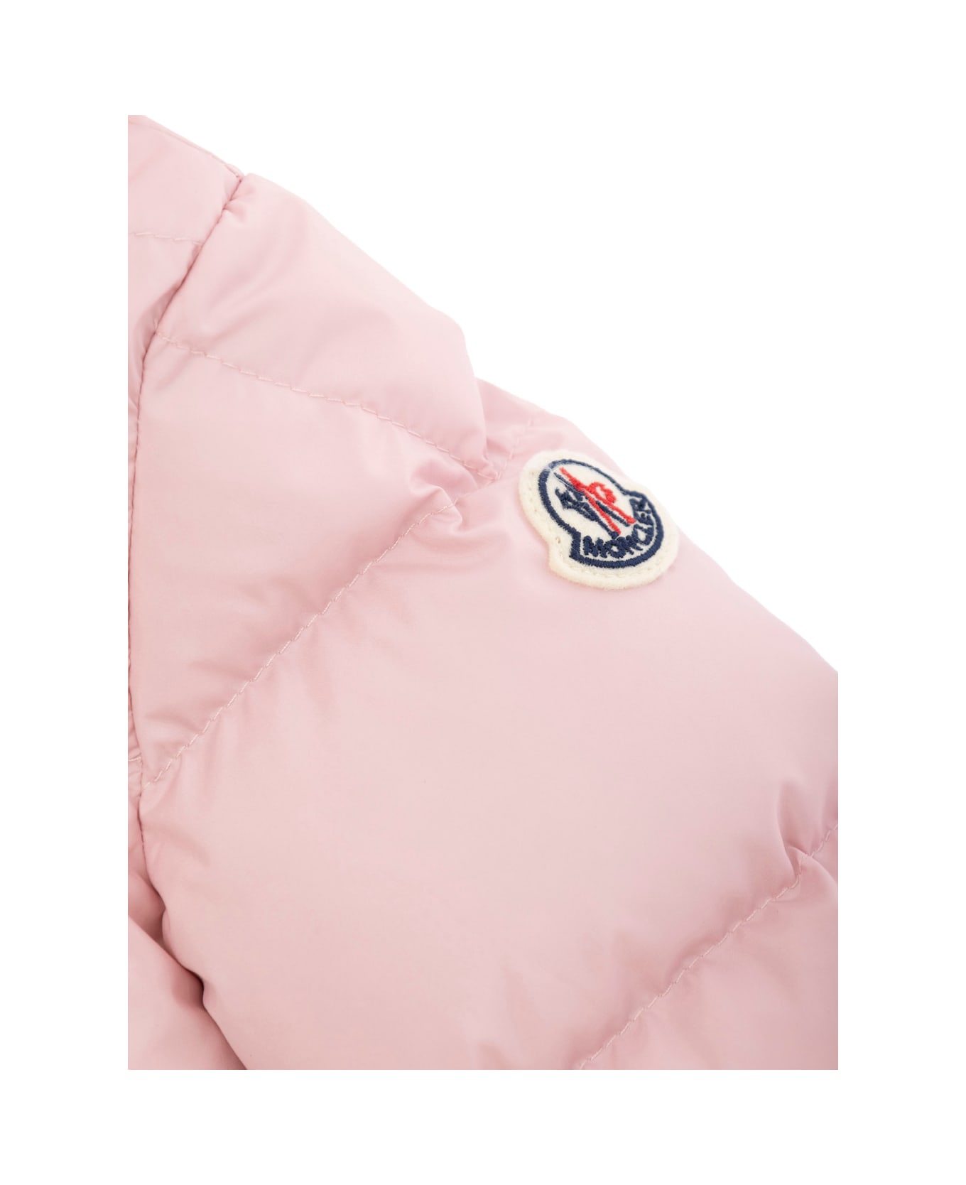 Moncler 'sharon' Pink Down Jacket With Logo Patch In Tech Fabric Baby - Pink コート＆ジャケット