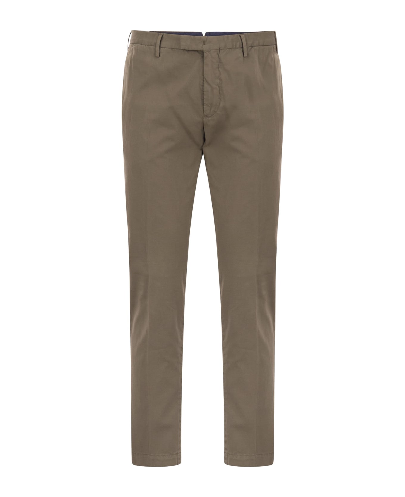 PT01 Superslim Trousers In Cotton And Silk - Brown