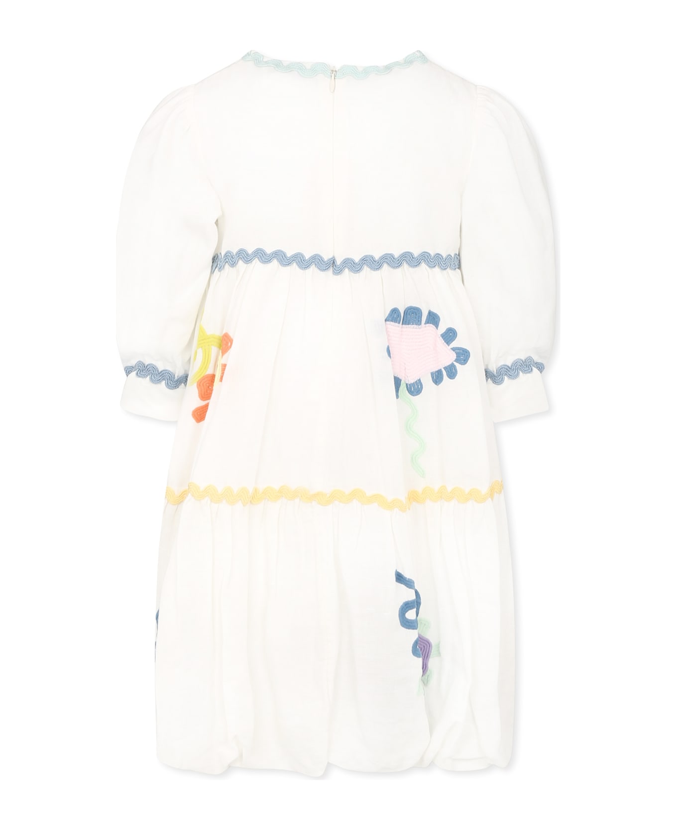 Stella McCartney Kids White Dress For Girl With Floral Print - White