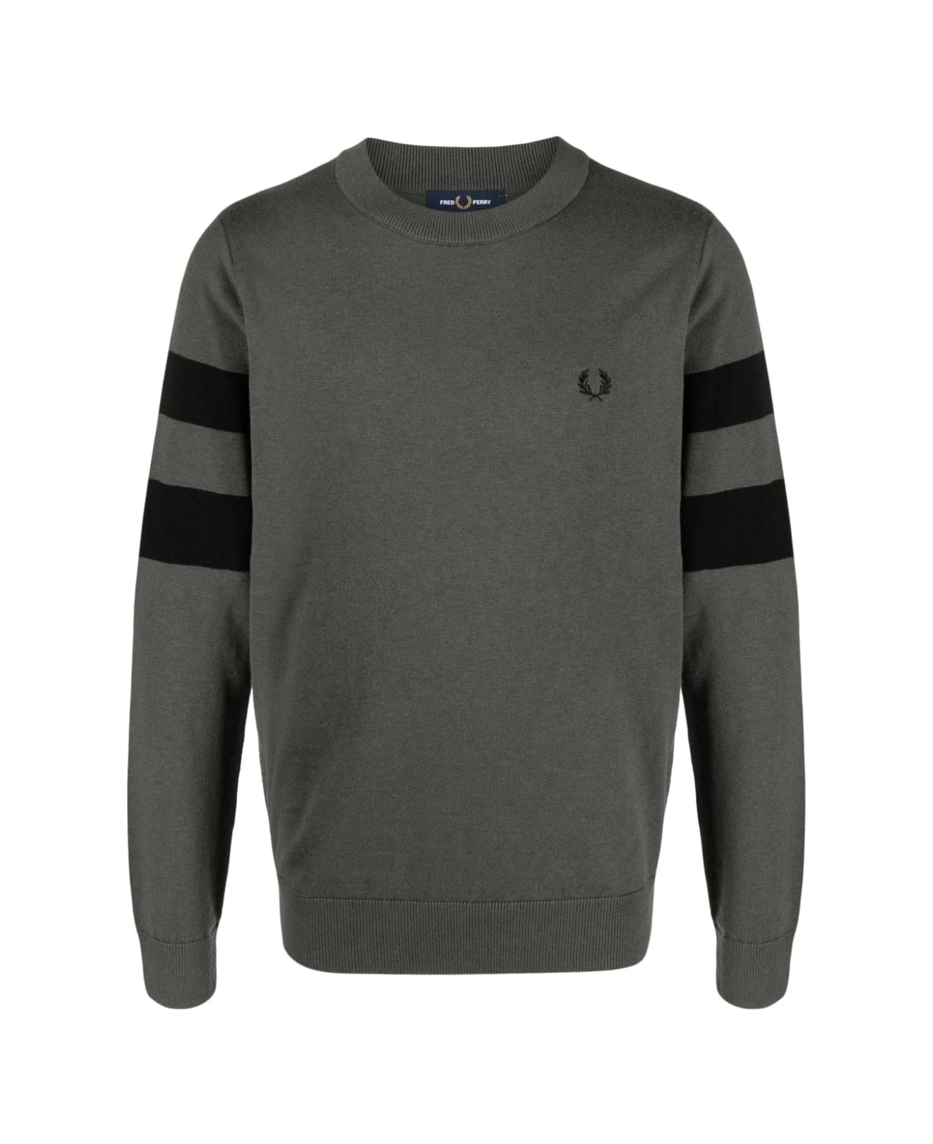 Fred Perry Fp Tipped Sleeve Jumper - Field Green