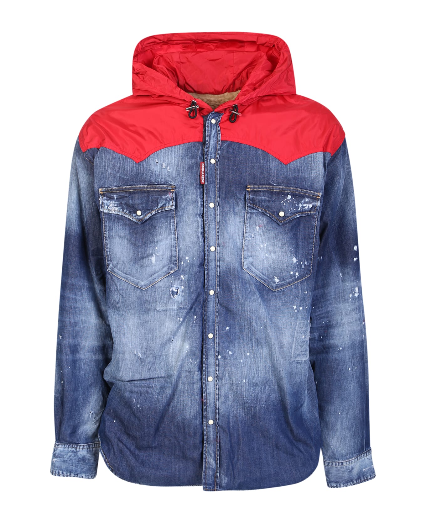 Dsquared2 Blue Denim Hoodie Nylon Shirt Jacket - Blue ジャケット