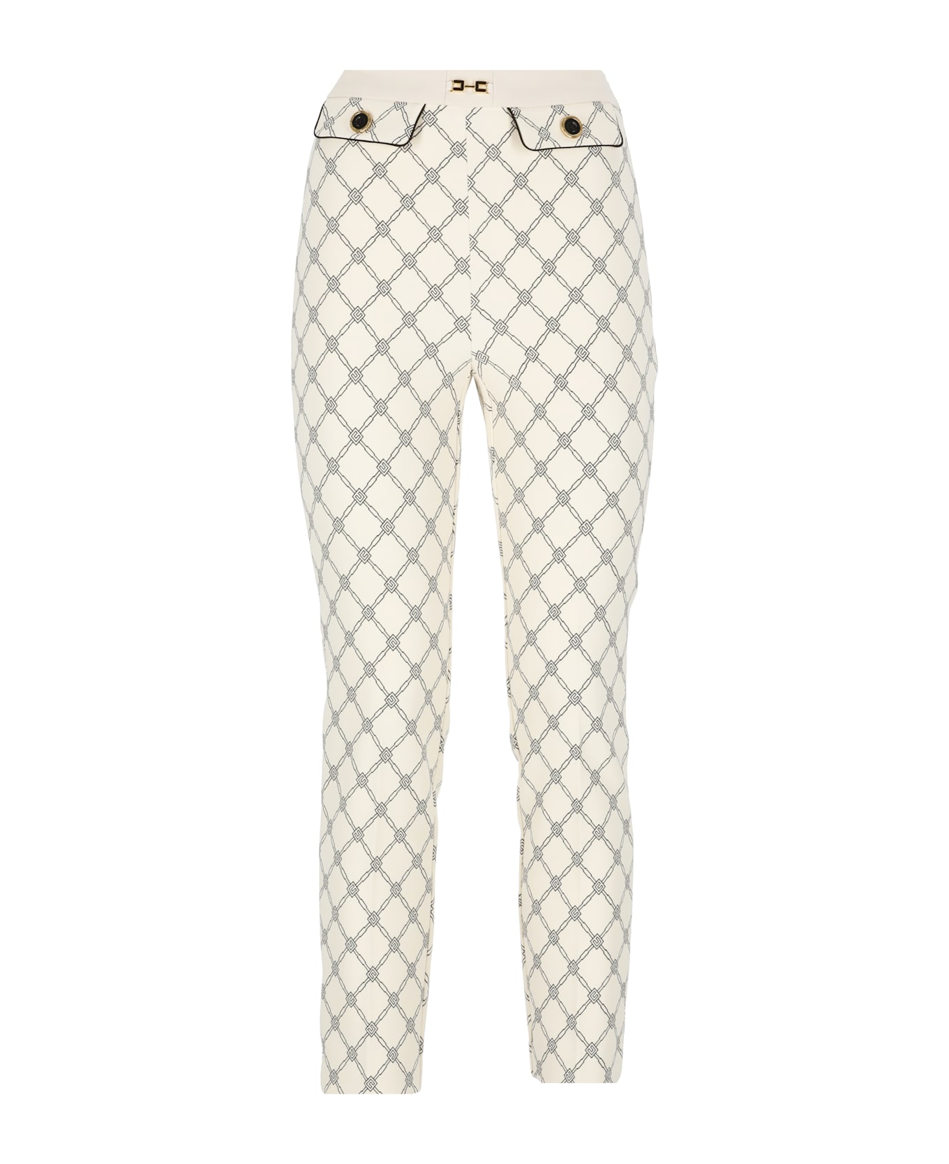 Elisabetta Franchi Poliestere Trousers - Ivory
