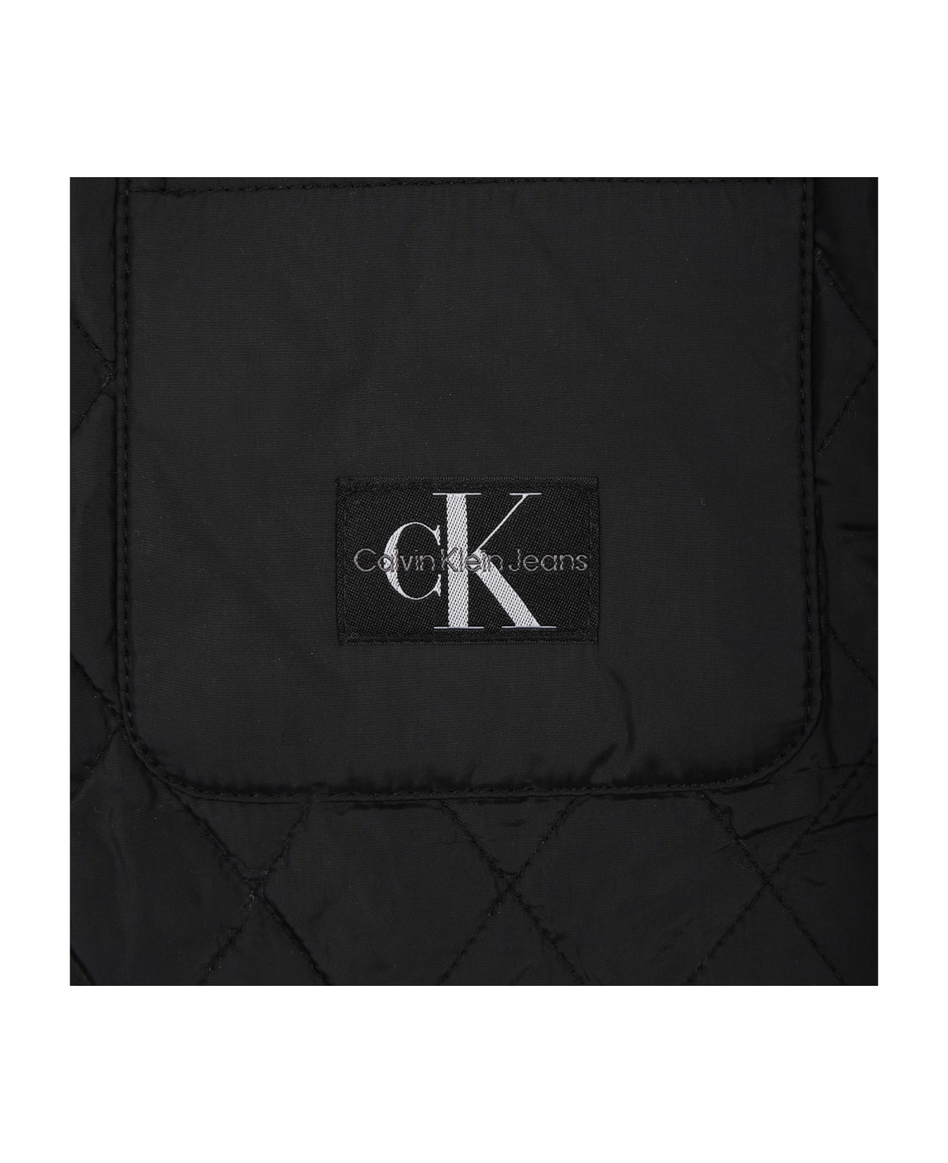 Calvin Klein Black Down Jacket For Baby Boy With Logo - Black
