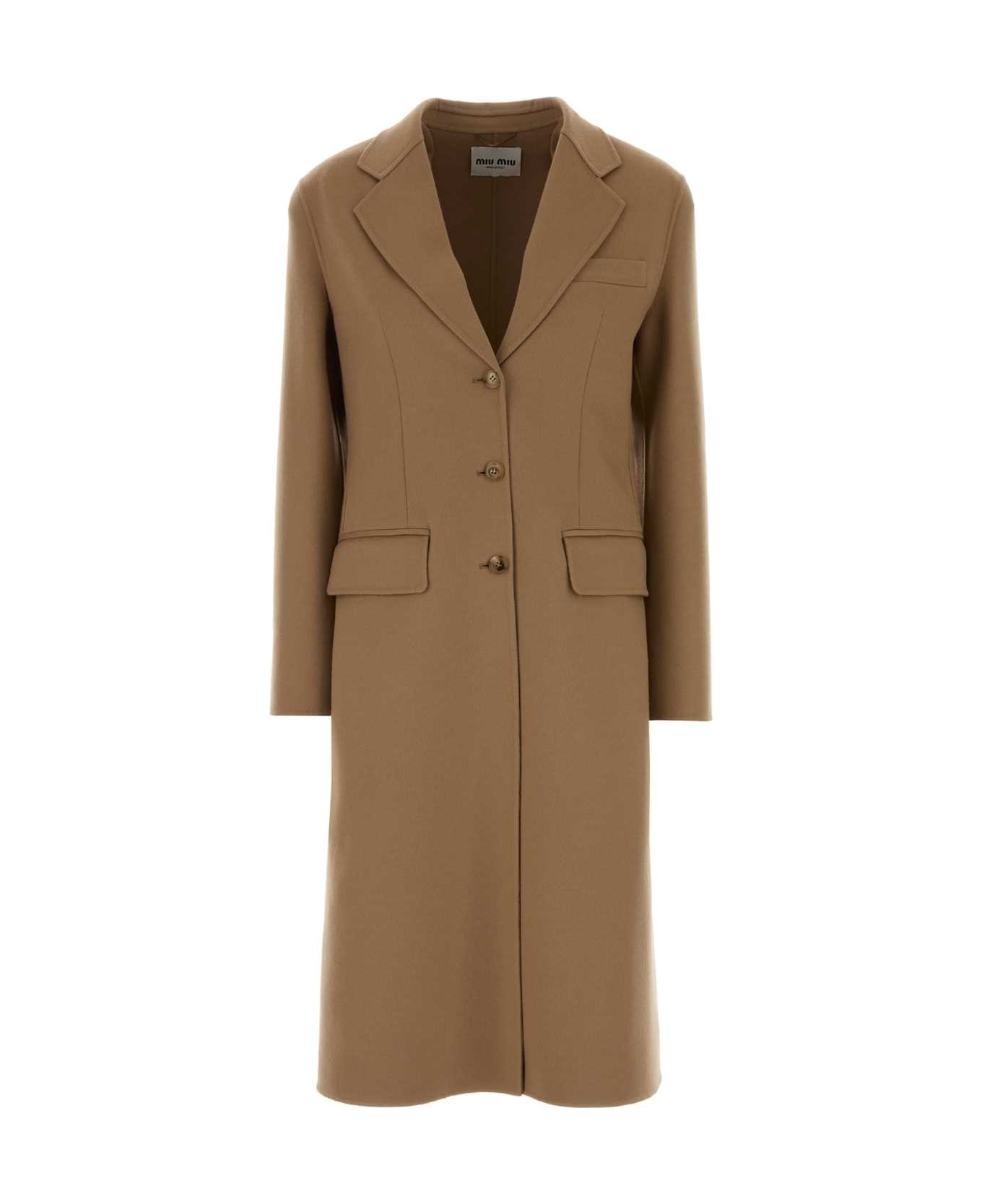 Miu Miu Camel Wool Blend Coat - CAMMELLO