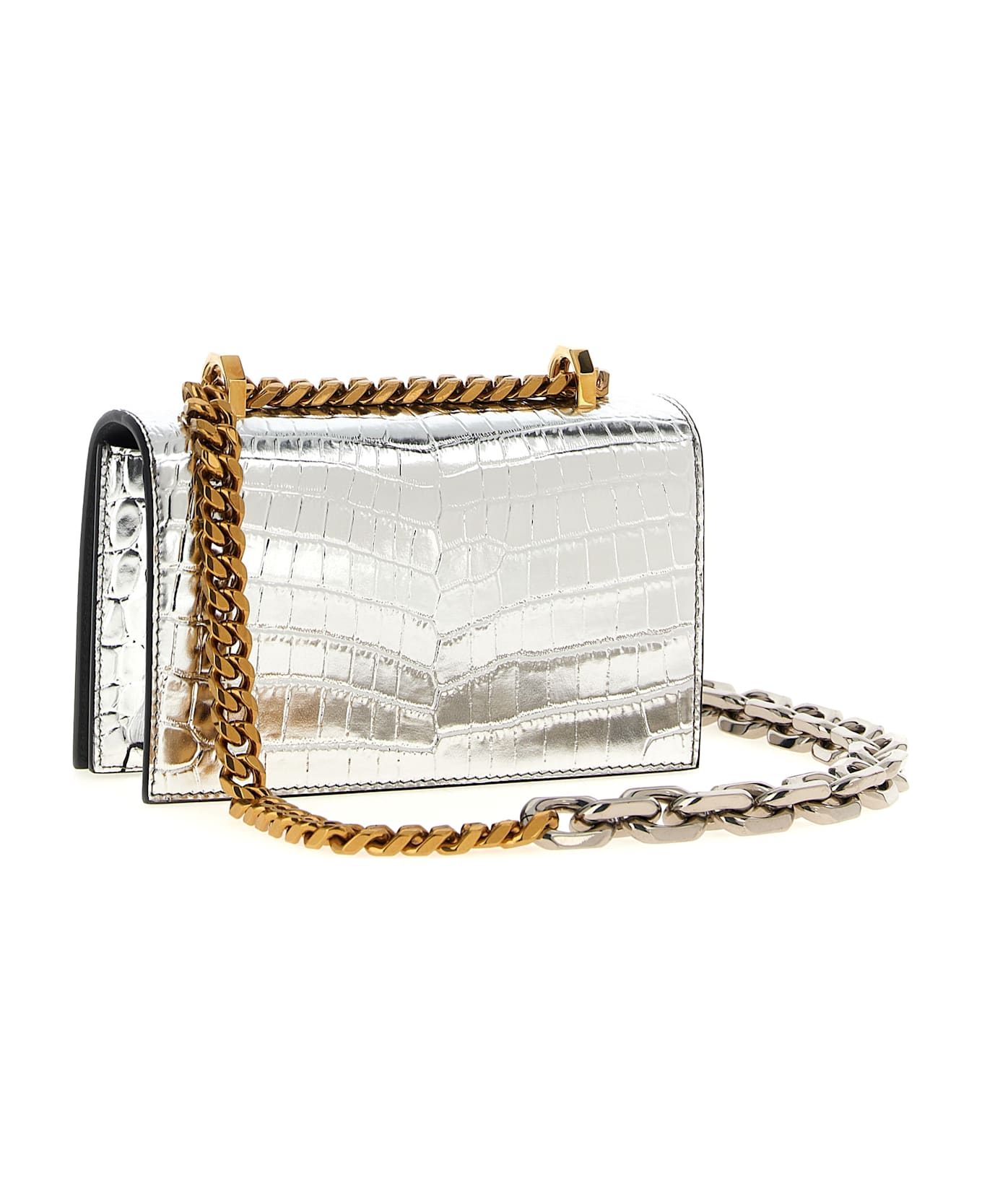 Alexander McQueen 
jewelled Satchel
 Mini Crossbody Bag - Silver