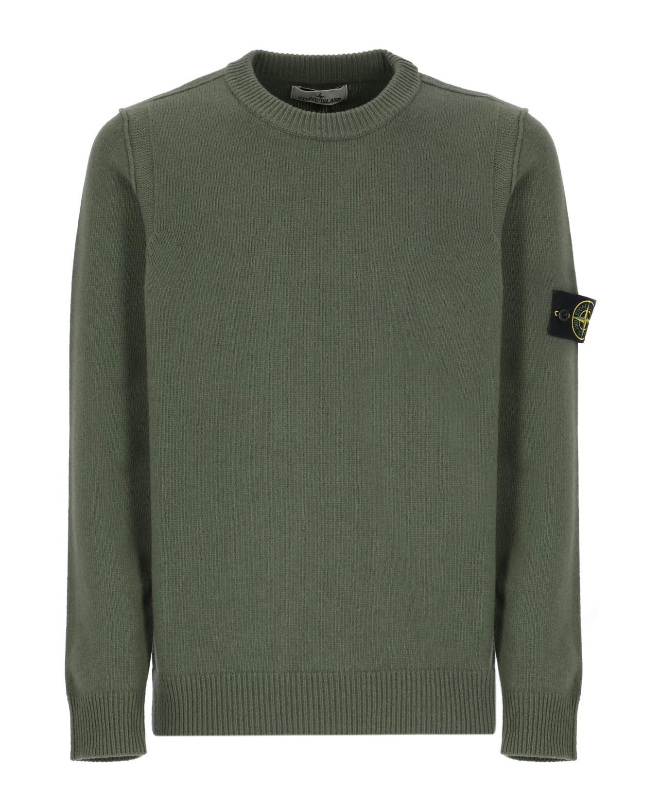 Stone Island Logo Crew Neck Sweater - Green カーディガン