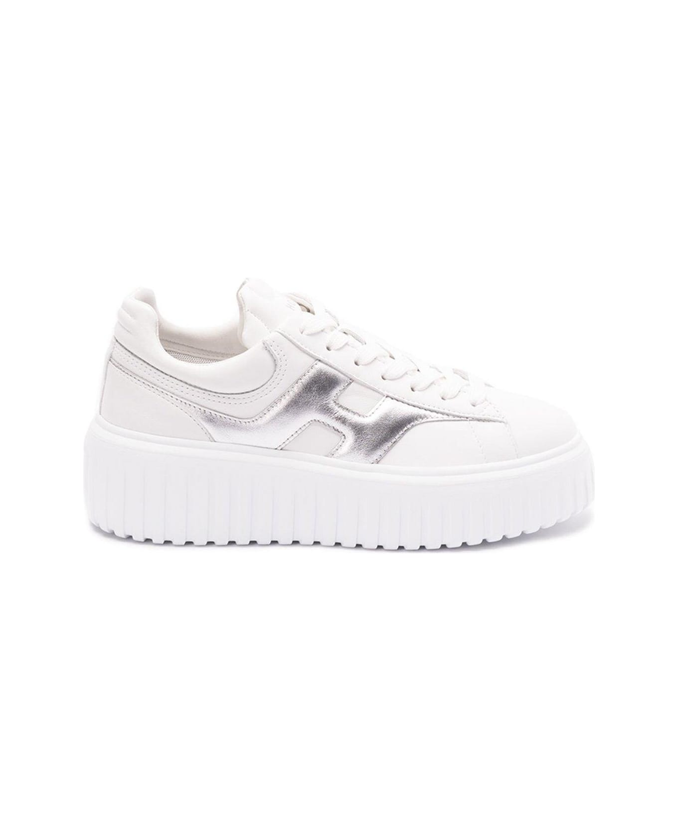 Hogan H-stripe Round Toe Sneakers - WHITE