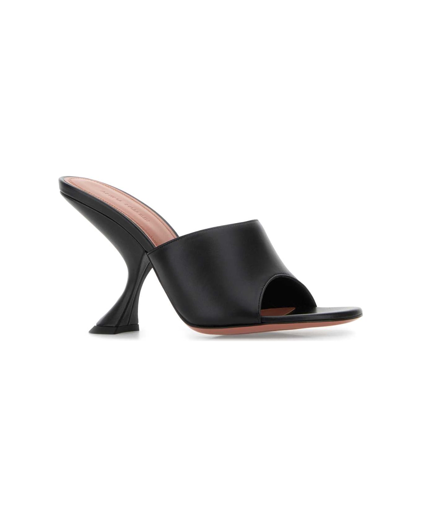 Amina Muaddi Black Leather Taylor Mules - NAPPABLACK