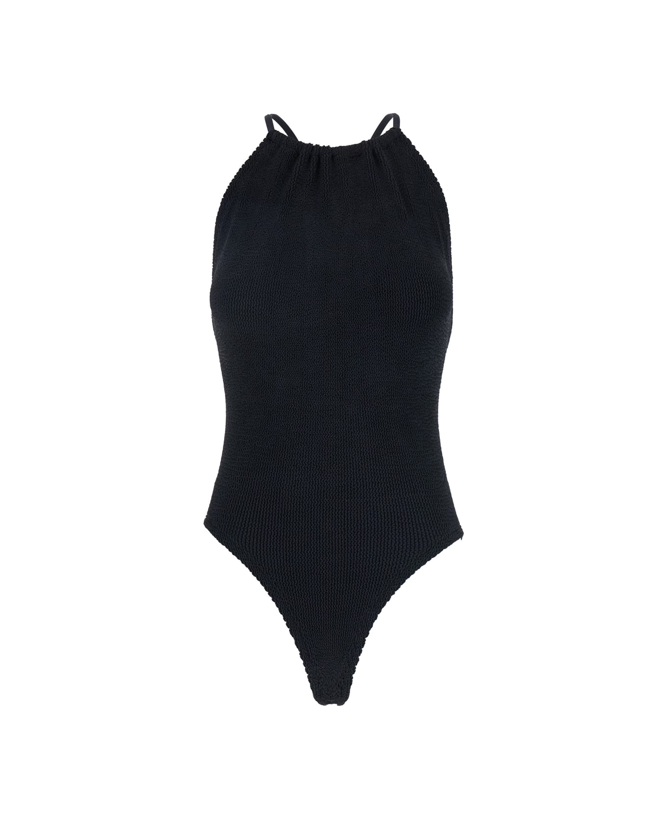Hunza G 
portia
 Black Swimsuit With Criss-crossed Straps On The Rear In Tech Fabric Woman - Black