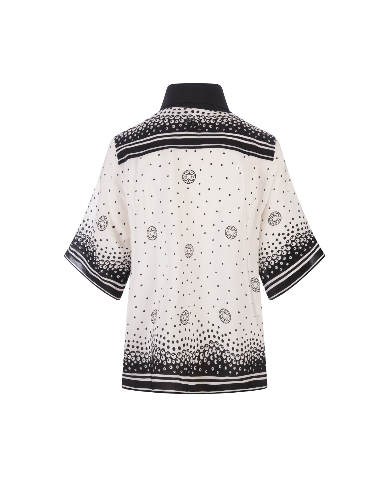 Elie Saab Moon Printed Silk Shirt In White And Black - White ブラウス