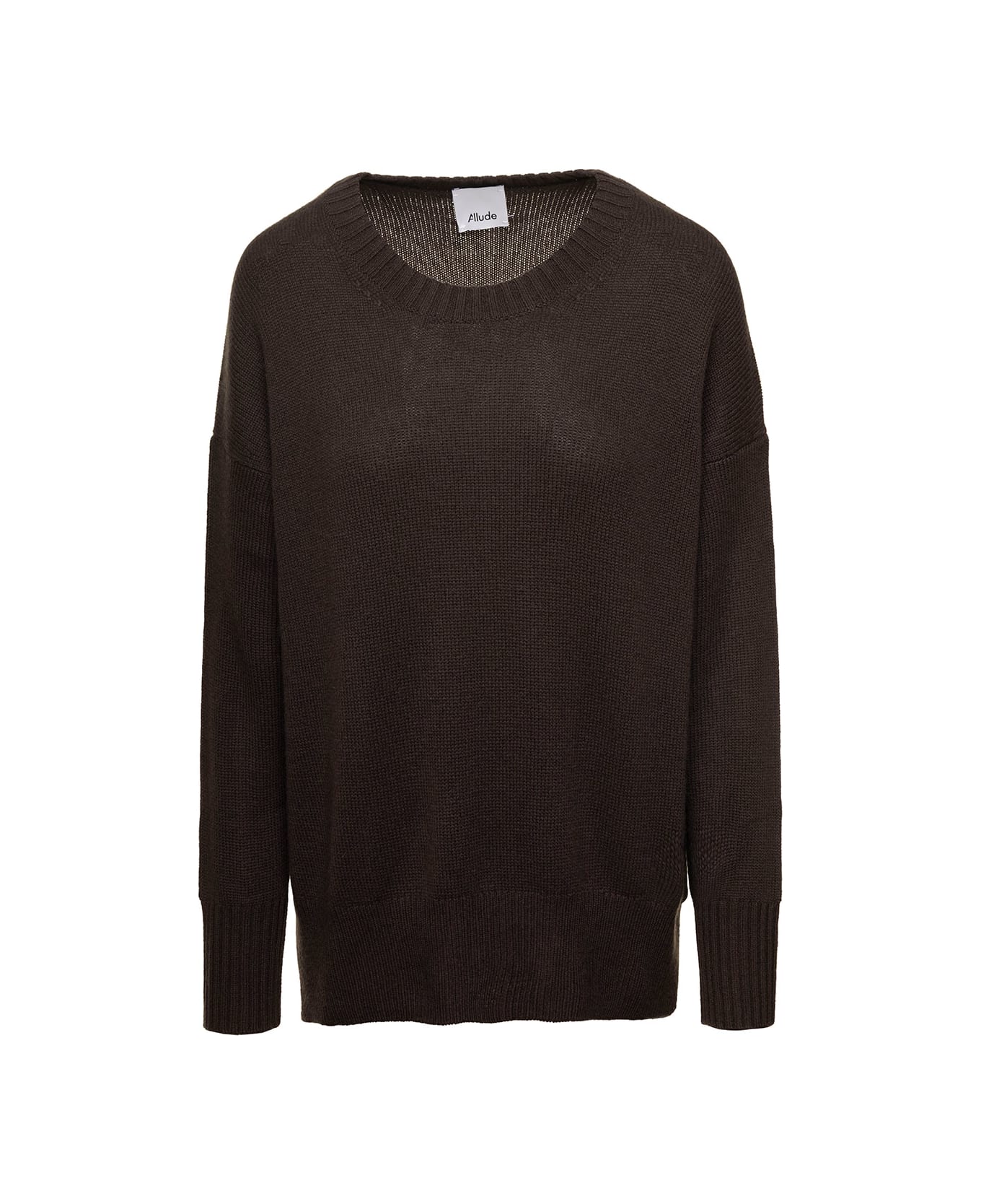 Allude Brown Sweater With U Neckline In Cashmere Woman - Brown