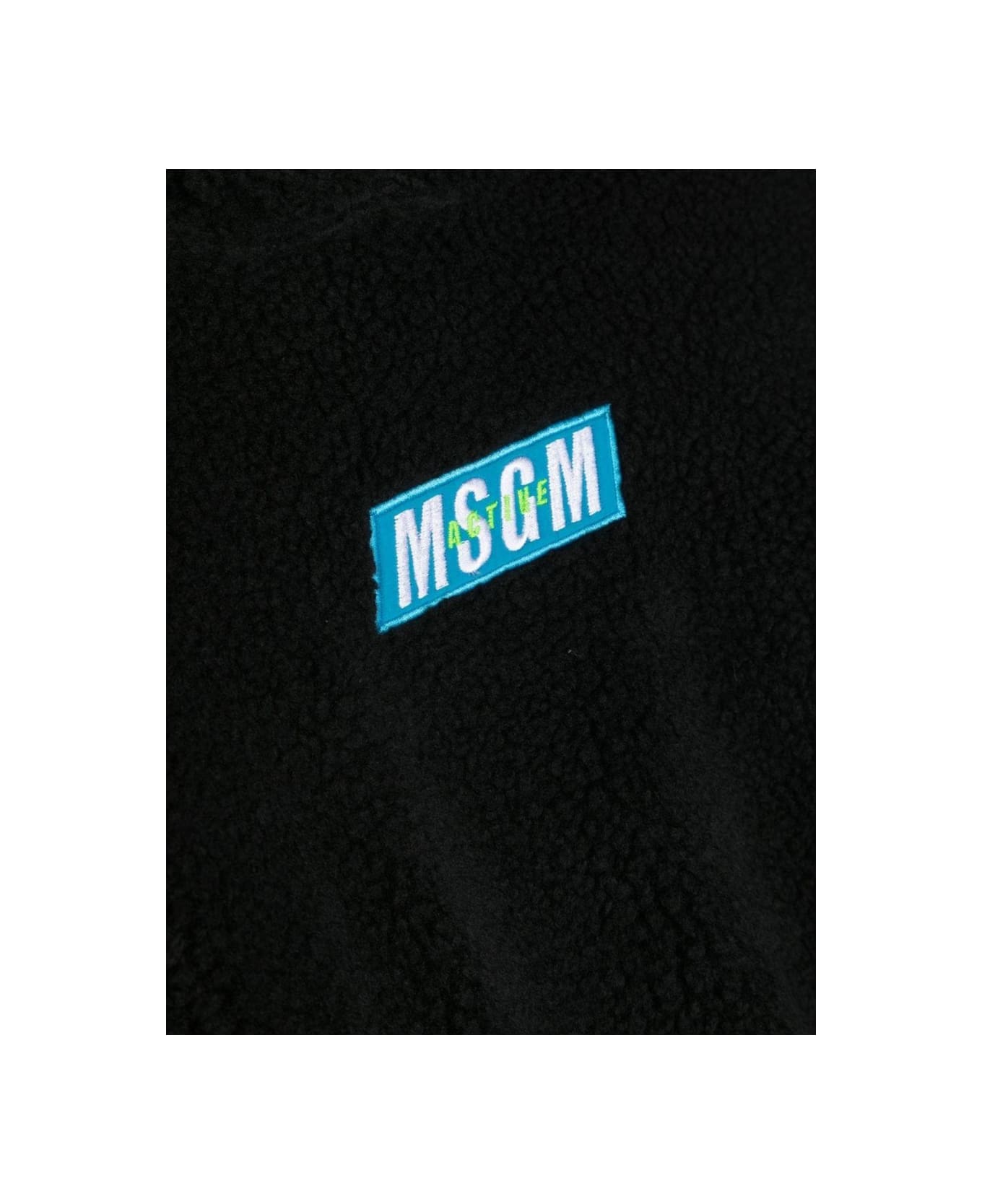 MSGM Teddy Bear+nylon Hoodie - BLACK