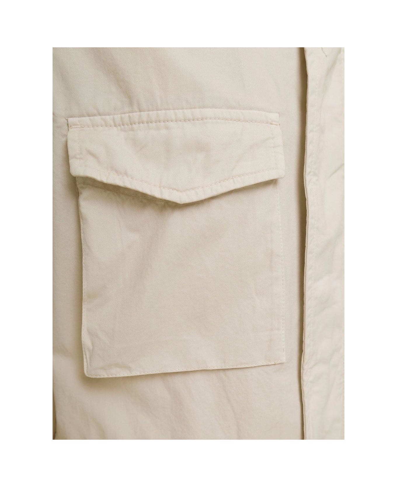 Aspesi Stand-up Collared Flap-pocketed Military Jacket - Beige