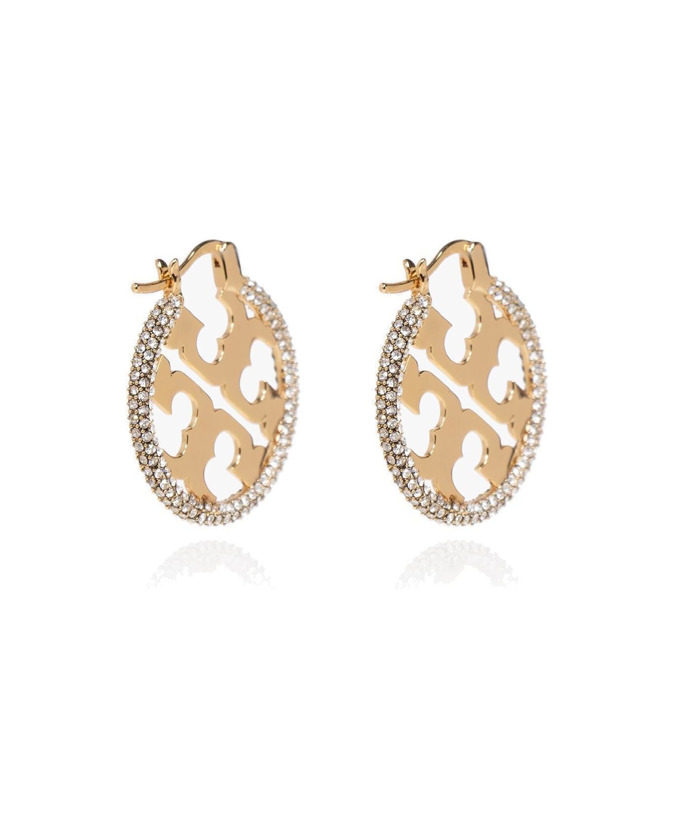Tory Burch Miller Logo Plaque Earrings - Tory gold/crystal