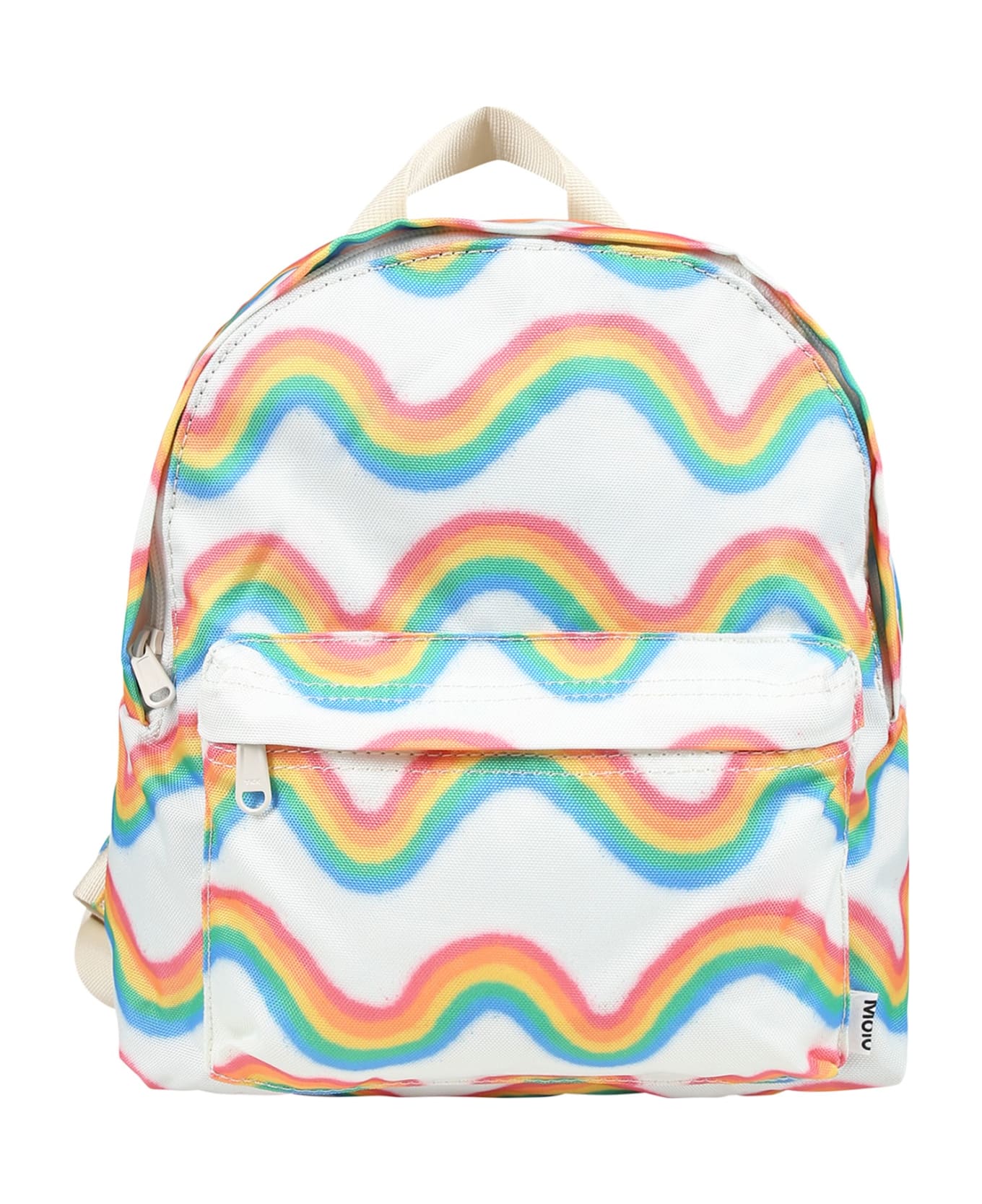 Molo White Backpack For Kids With Rainbow Print - Multicolor