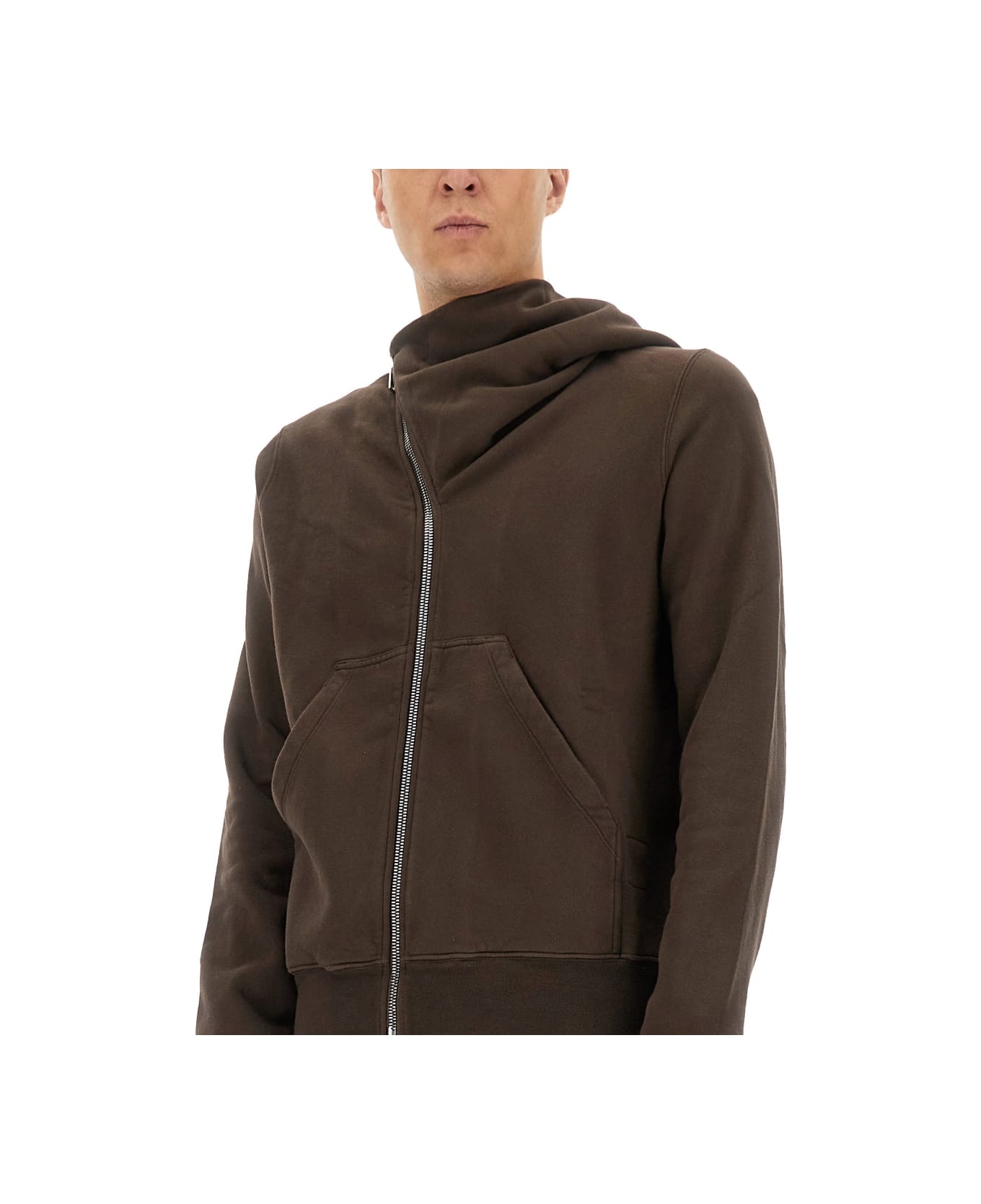 DRKSHDW Asymmetrical Zipper Sweatshirt - BROWN