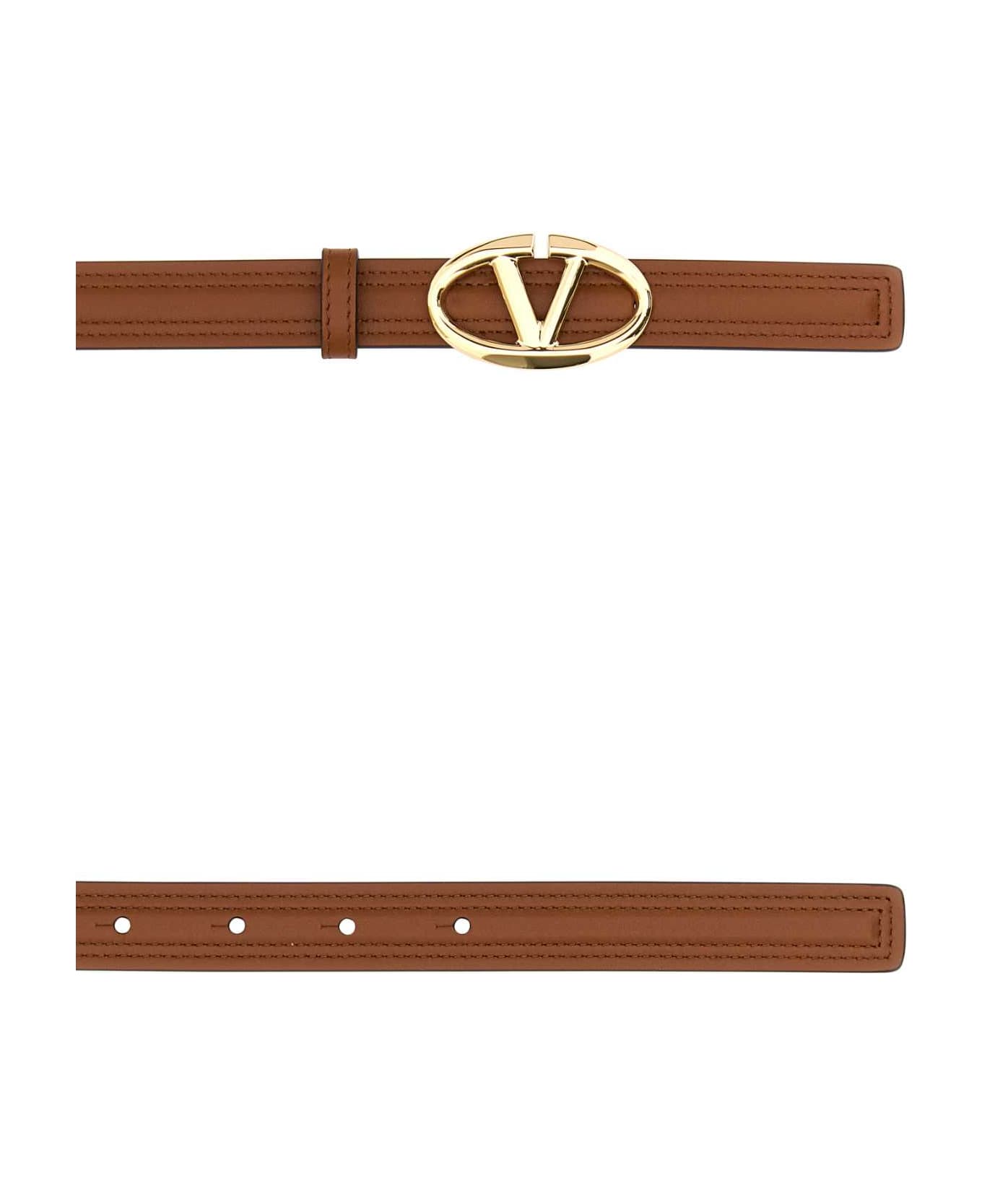 Valentino Garavani Caramel Leather Reversible Belt - TOBACCOCURRYYELLOW